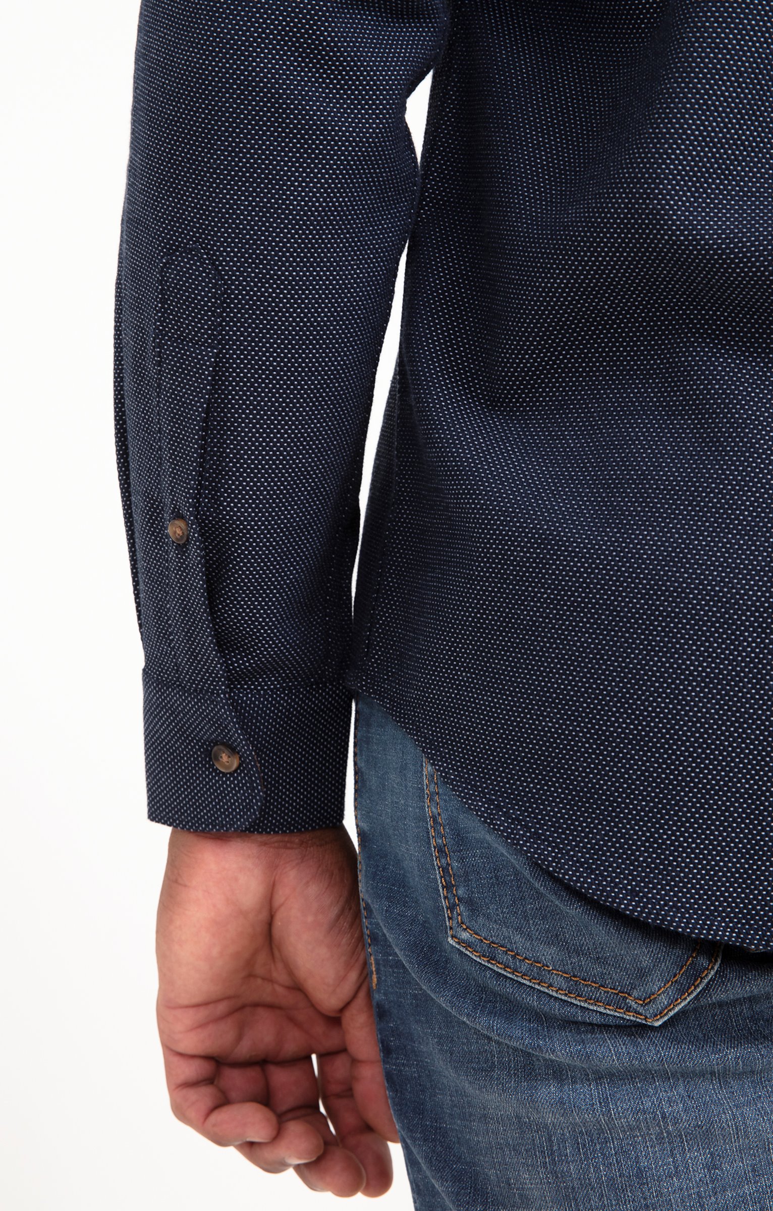 Chemise unie texturée - MARINE