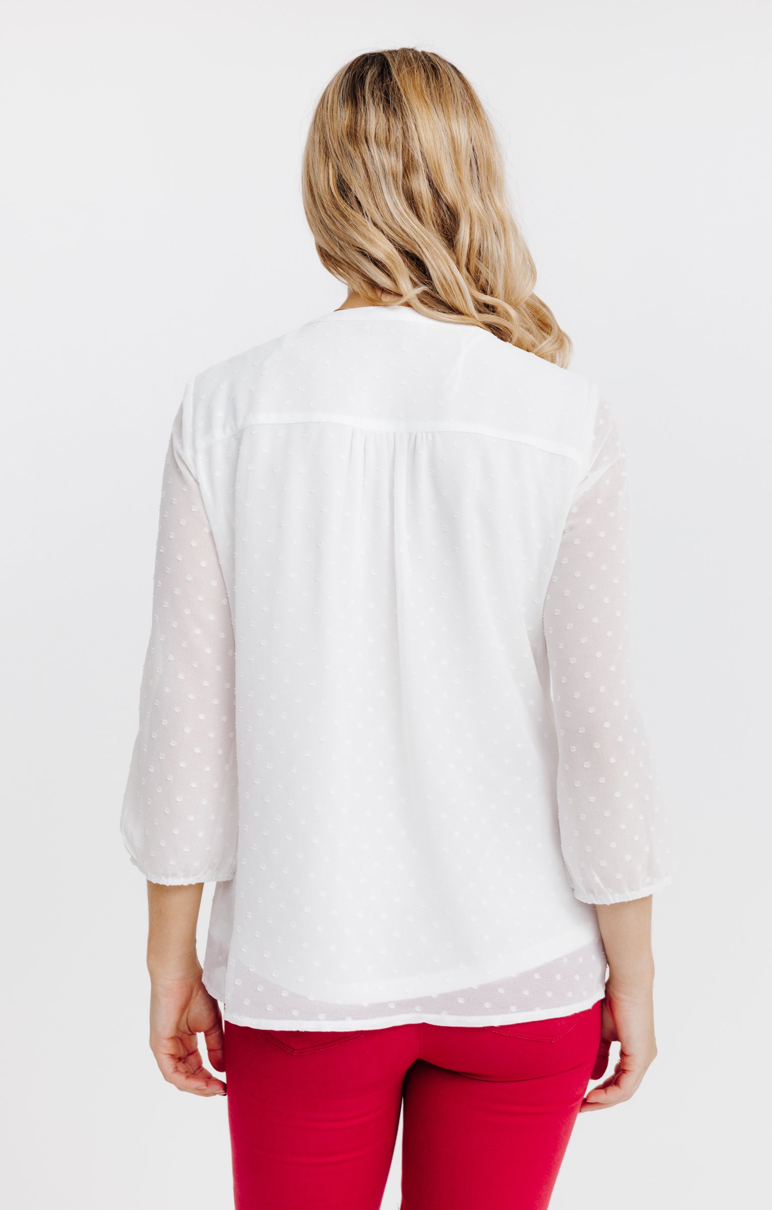 Tunique unie brodée doublée - ÉCRU