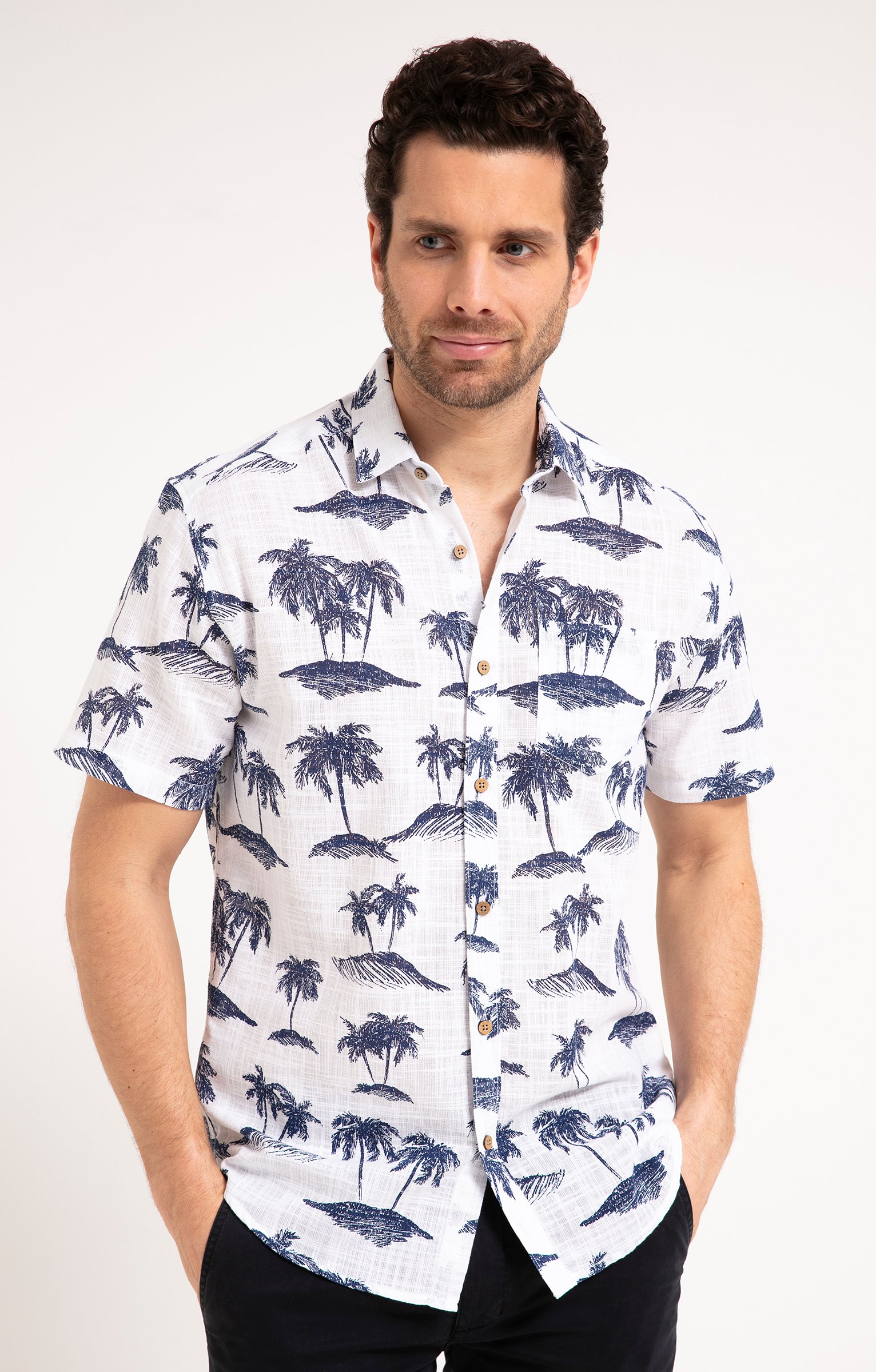 Chemise manches courtes ISLAND - BLANC
