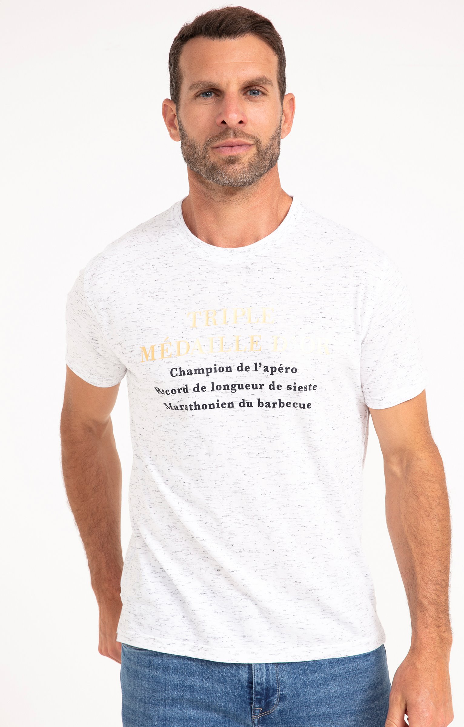 Tee-shirt triple médaille d'or - BLANC