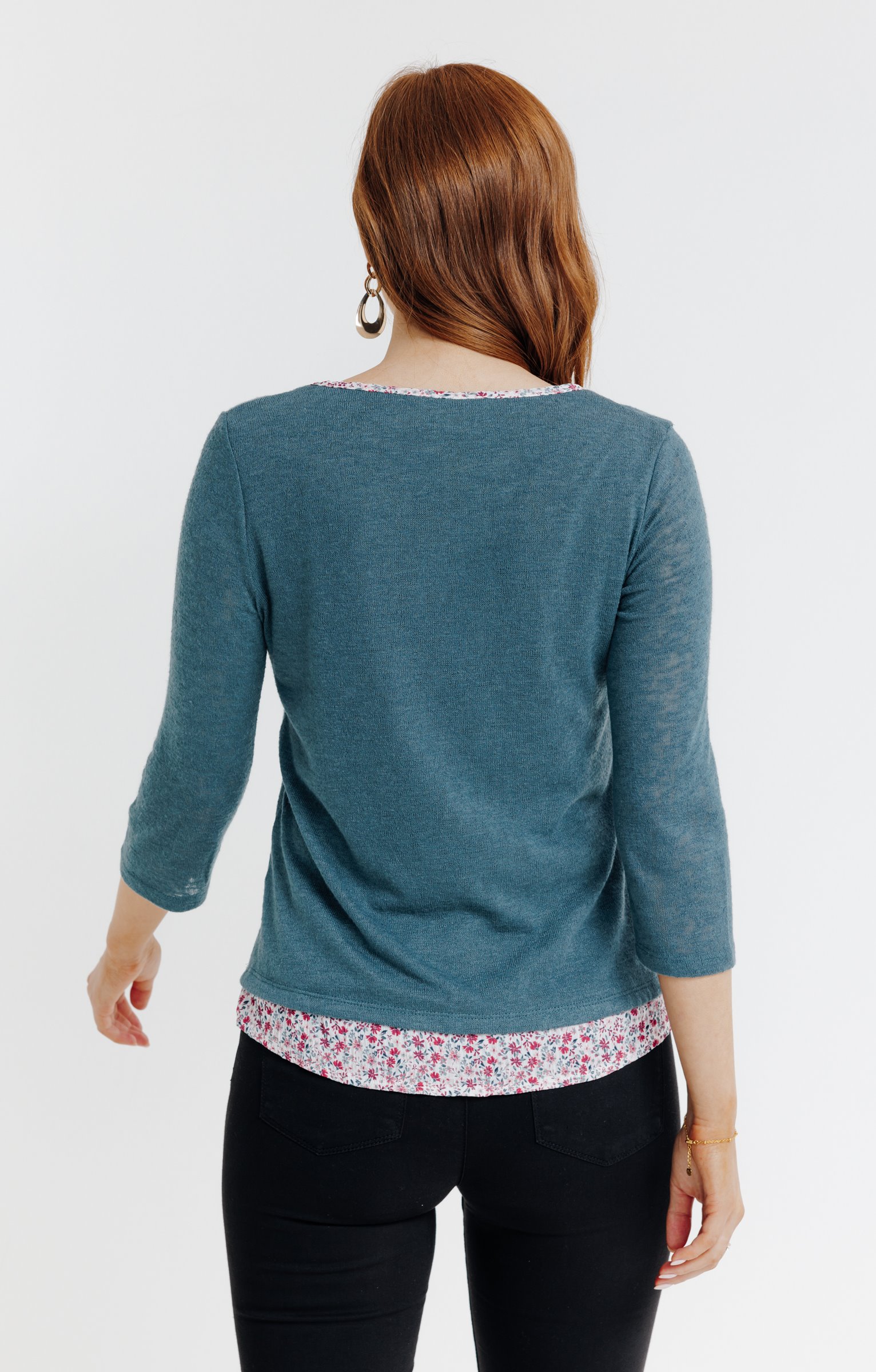 Tee-shirt 2-en-1 col feston - TILLEUL