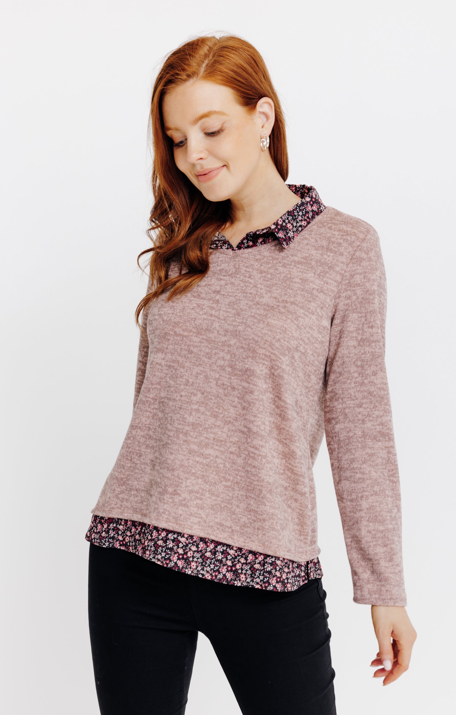 T-SHIRT 2EN1 MANCHES LONGUES - ROSE