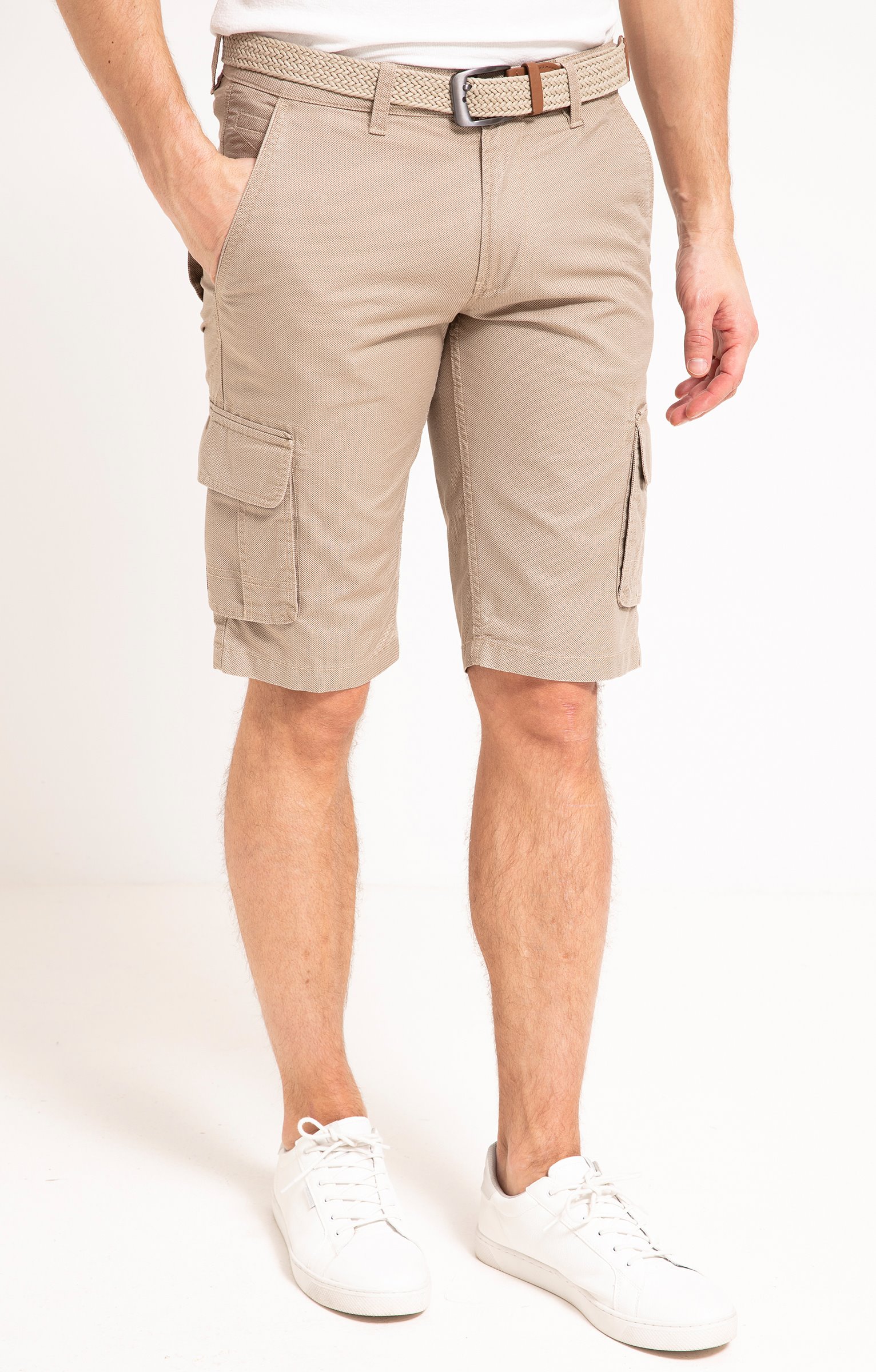 Bermuda Print Cargo avec ceinture - BEIGE