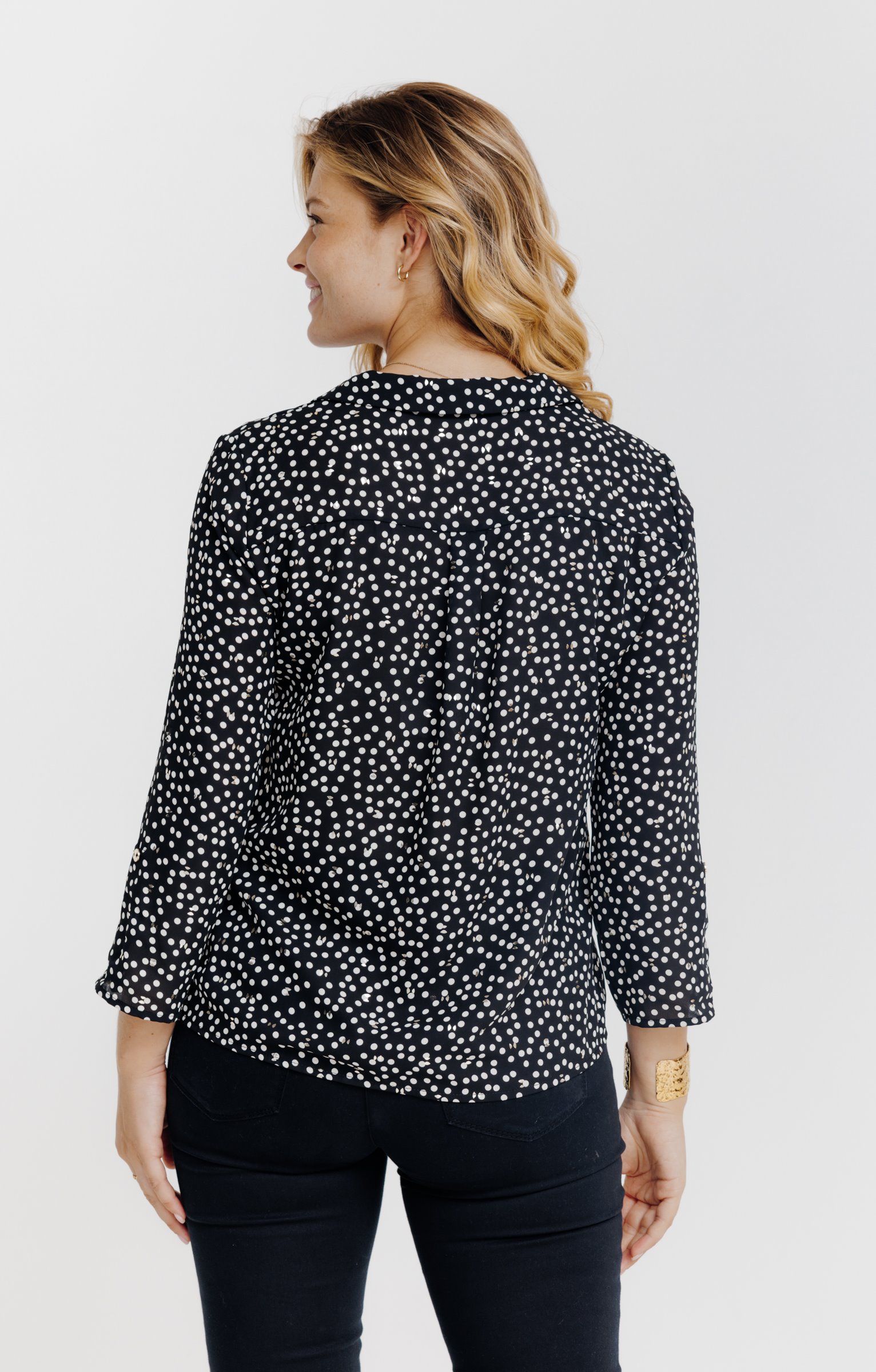 TUNIQUE IMPRIMEE MOTIF POIS - NOIR