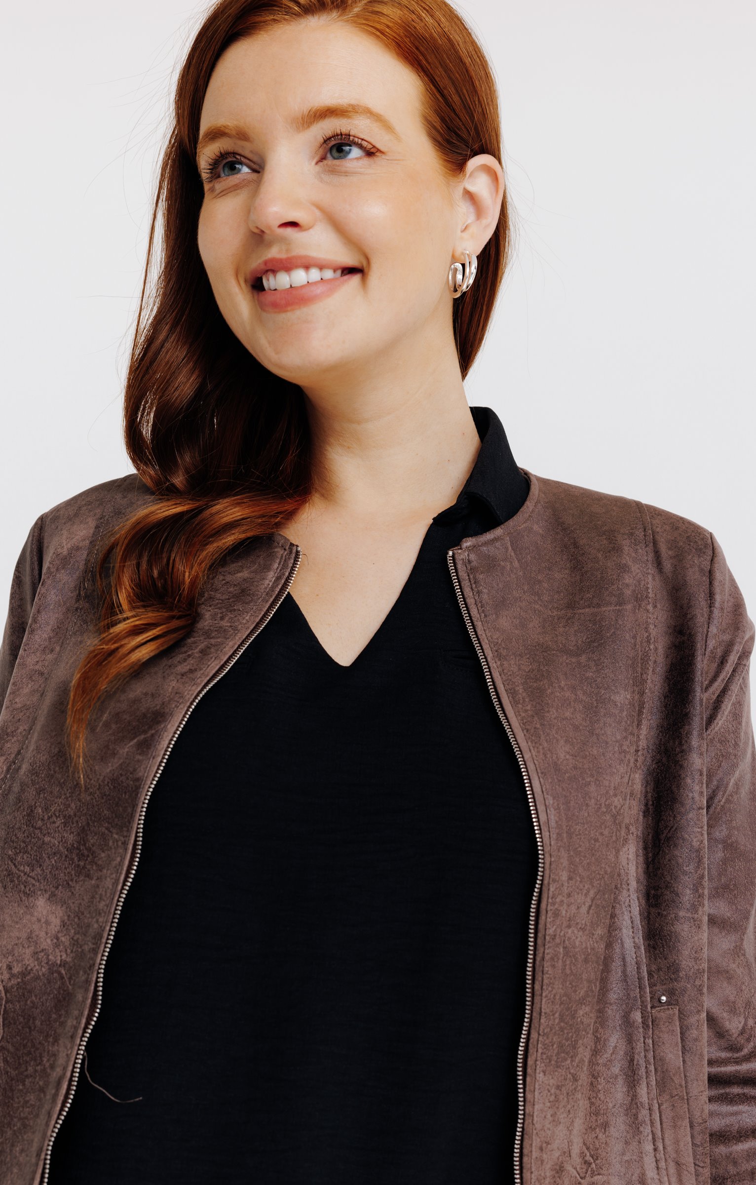 VESTE DOUBLEE EN BIKER  - TAUPE