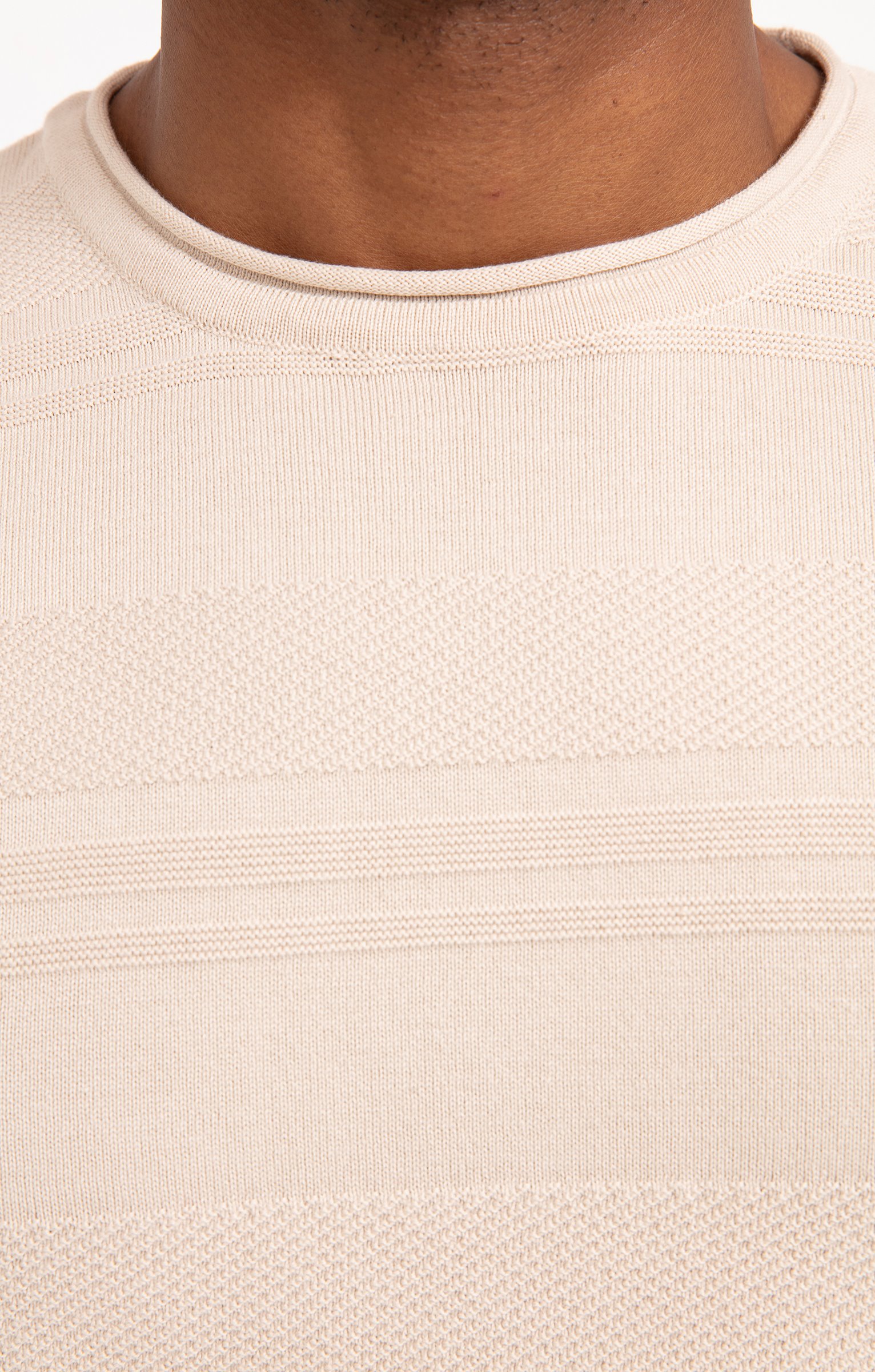 Pull uni col rond - BEIGE