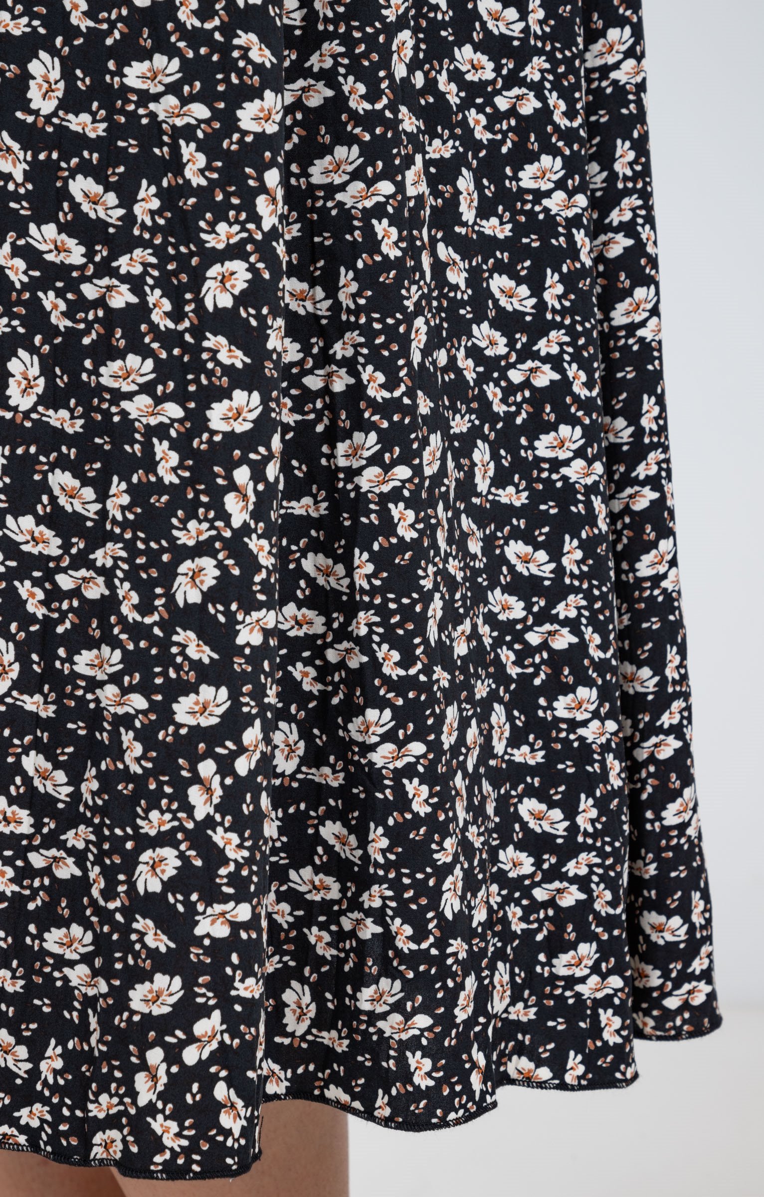 Jupe longue imprimée froissée - NOIR