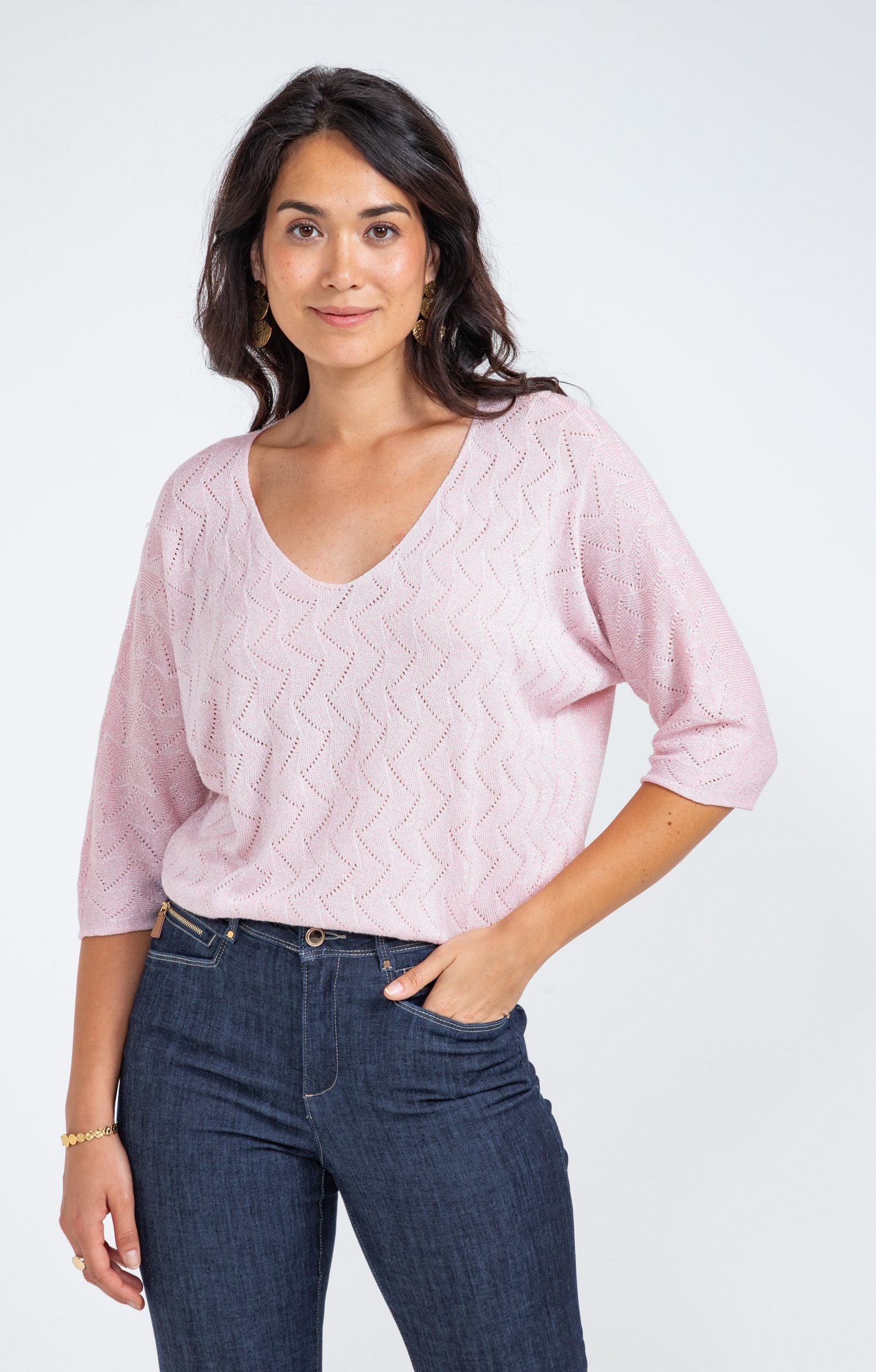 Pull maille brillante - ROSE
