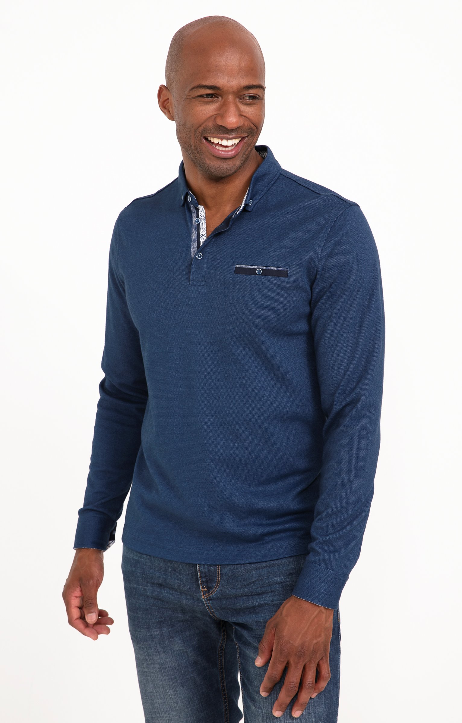 Polo manches longues Sheldon - BLEU