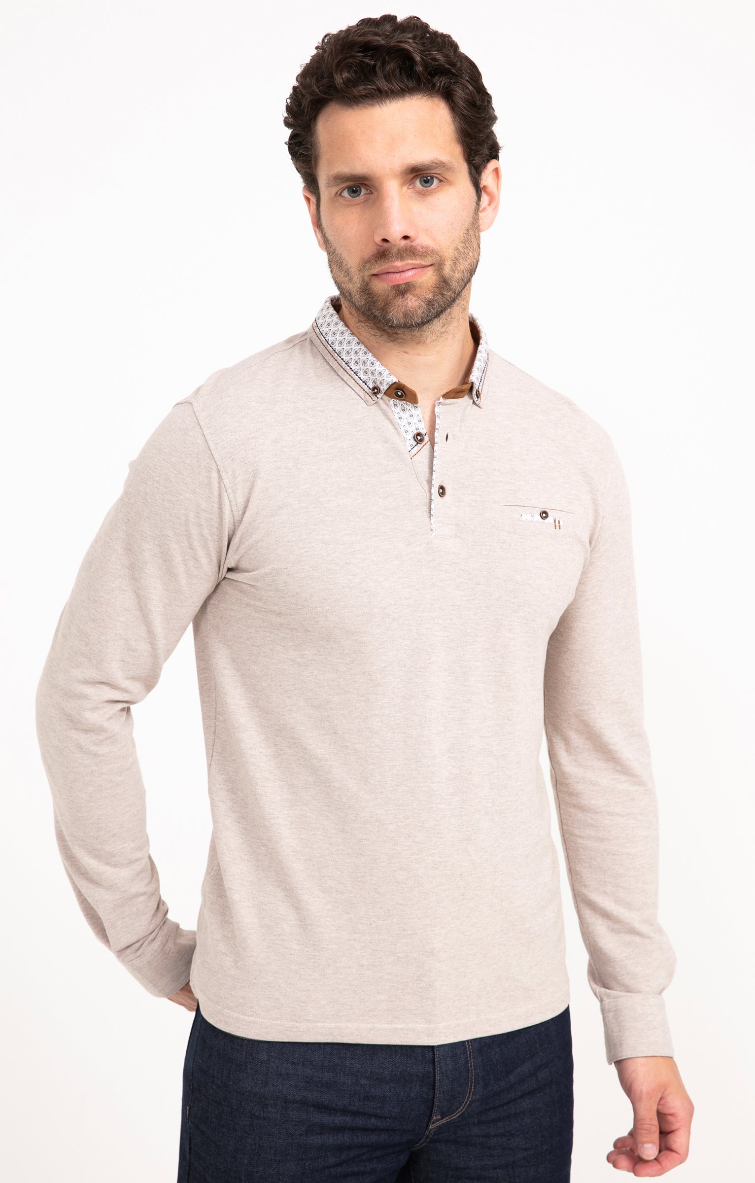 Polo manches longues PK Barca - BEIGE