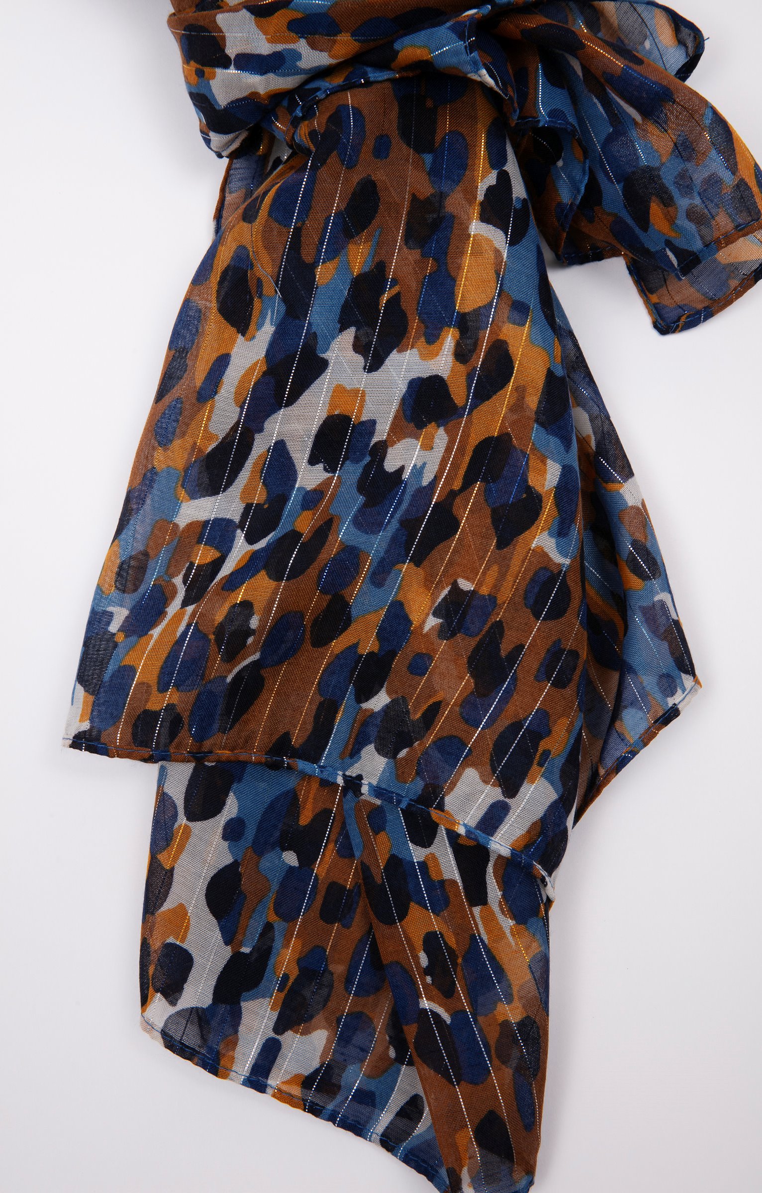 Grand foulard imprimé tachiste - BLEU DUR