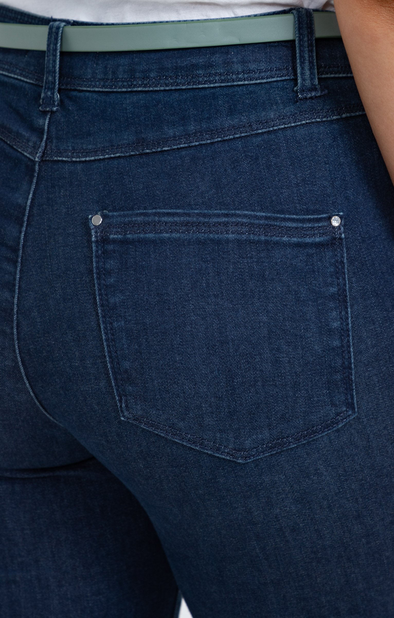 Pantalon 7/8 denim détail galon - BLEU