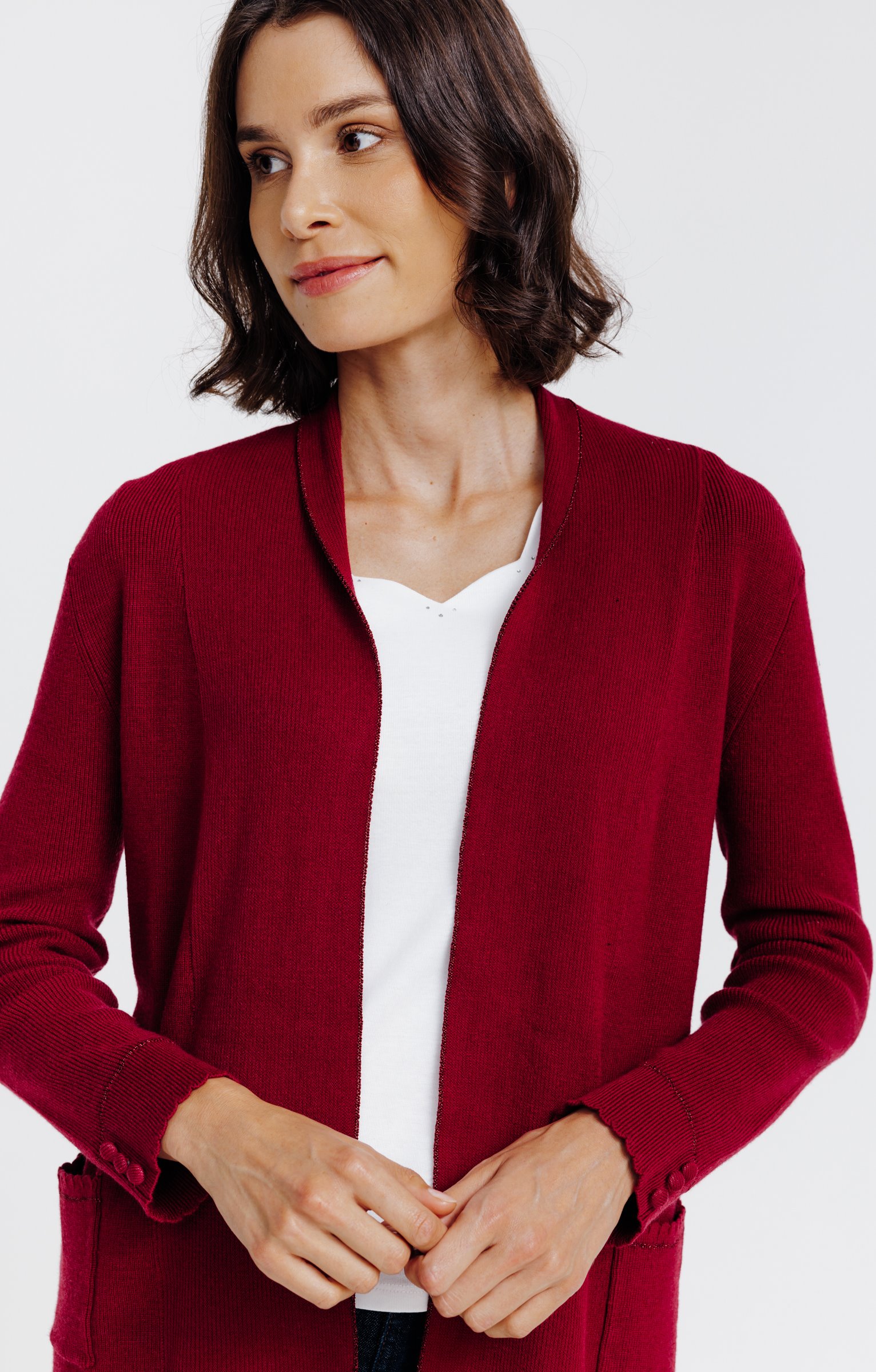 Cardigan côte anglaise - BORDEAUX