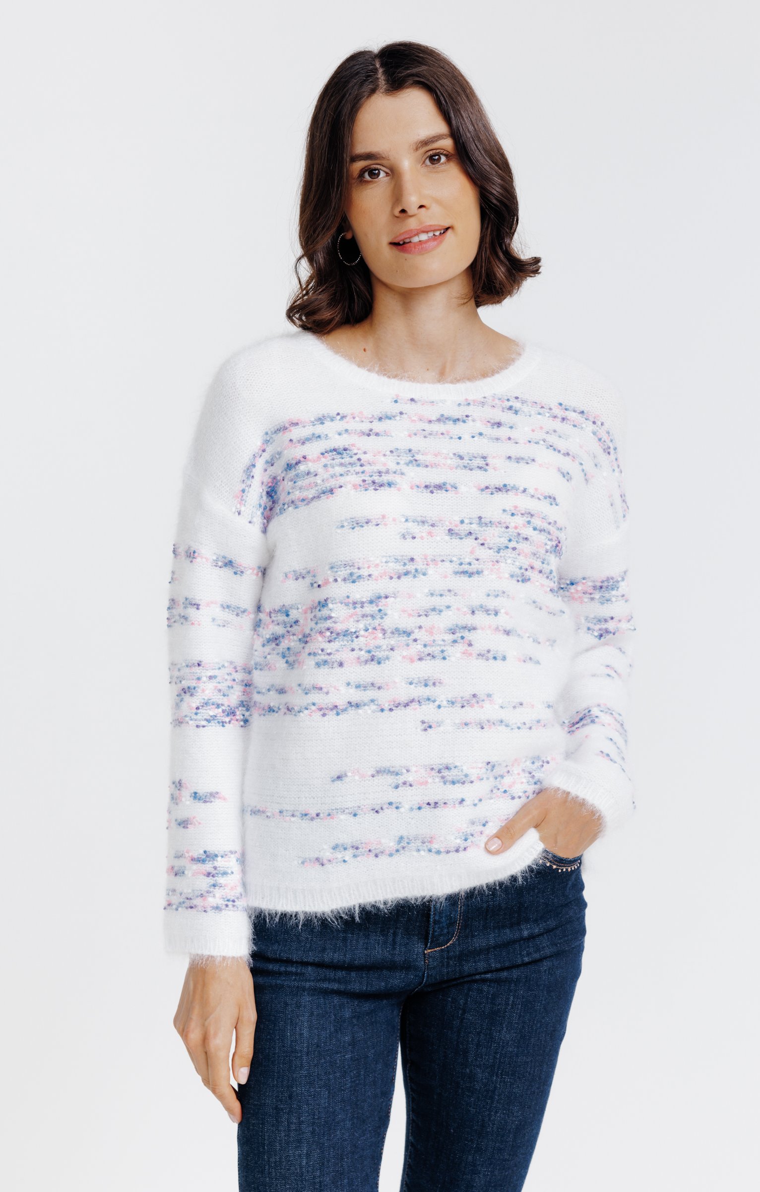 Pull à rayures - ÉCRU