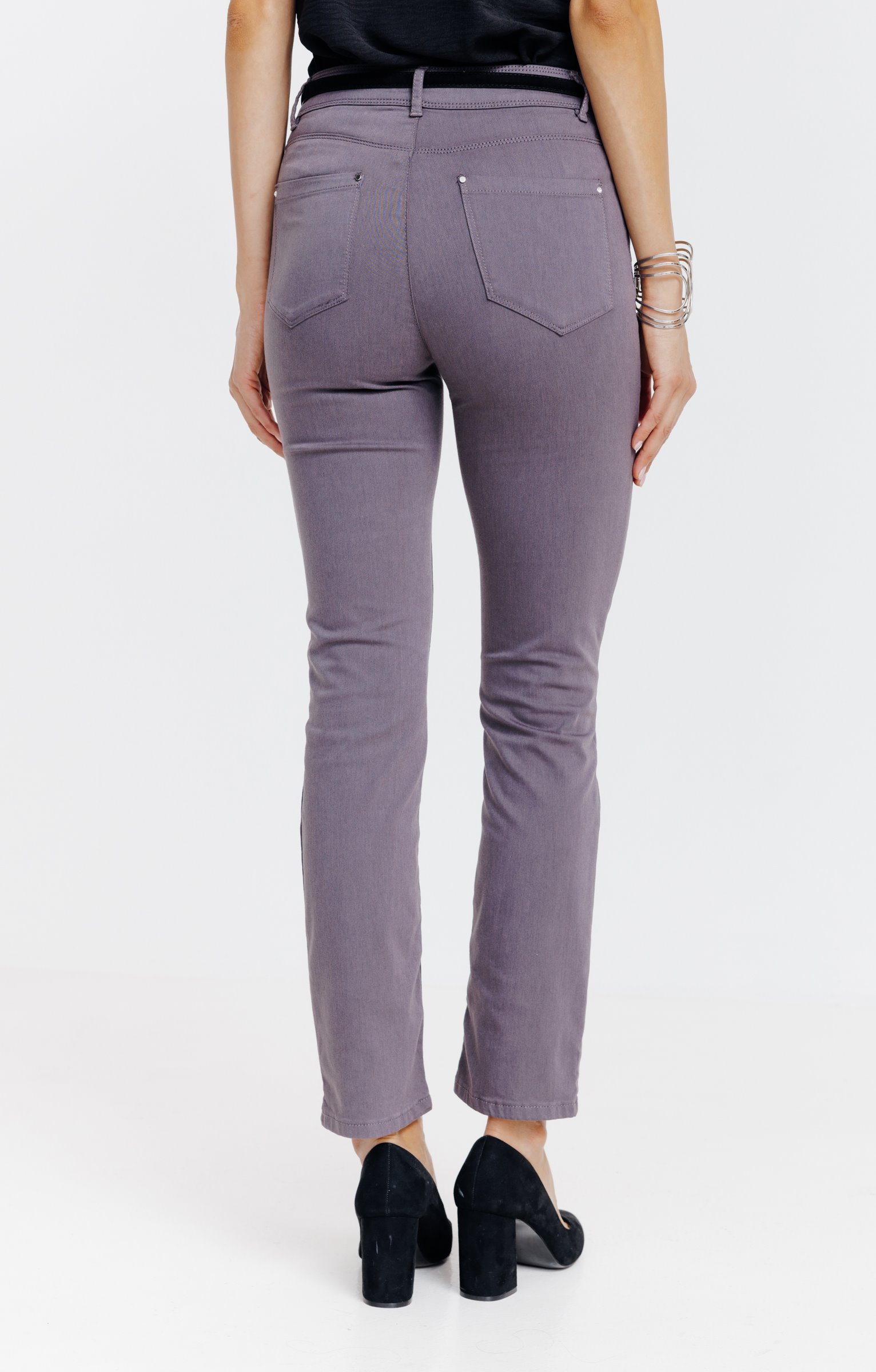 Pantalon 7/8 coton viscose avec ceinture - GRIS MOYEN