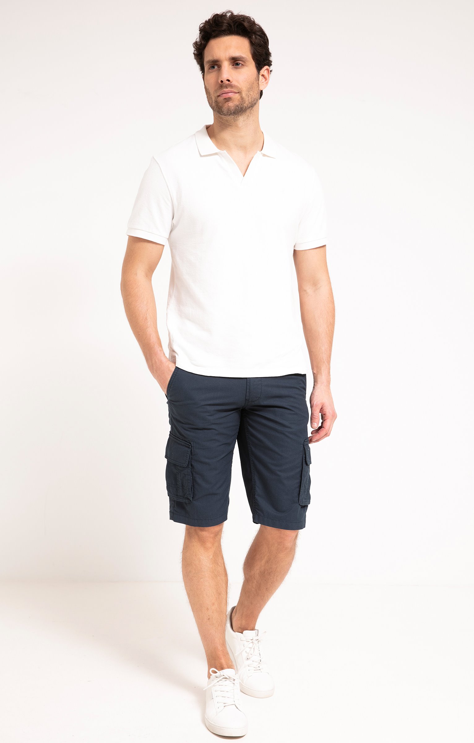 Bermuda Print Cargo avec ceinture - MARINE