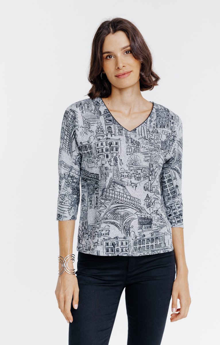 Pull imprimé all over - GRIS CLAIR