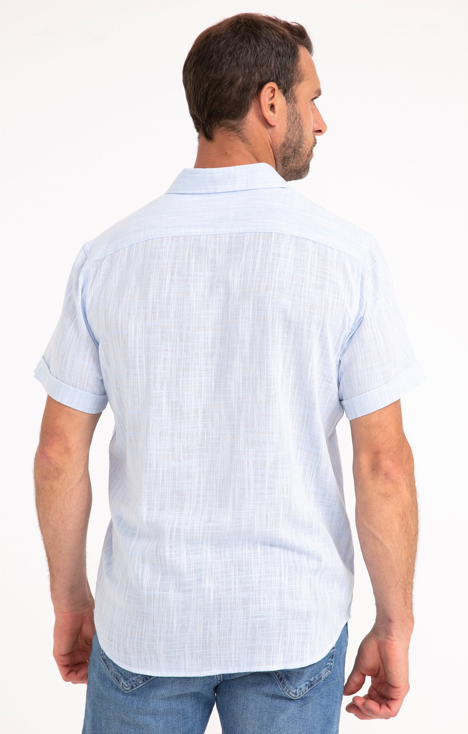 Chemise manches courtes en gaz de coton - BLEU CIEL