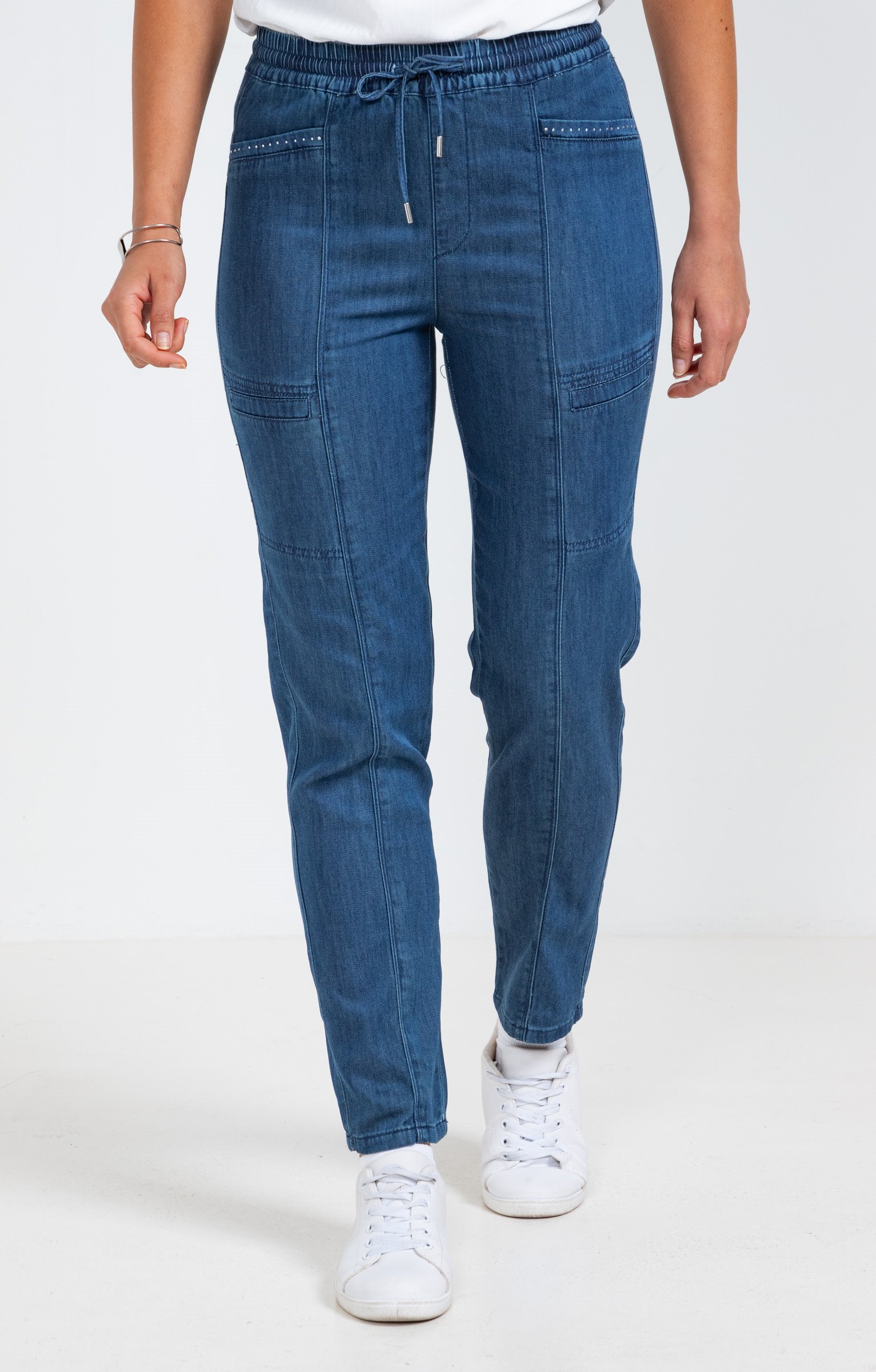 Pantalon coupe jogging en tencel denim - BLEU