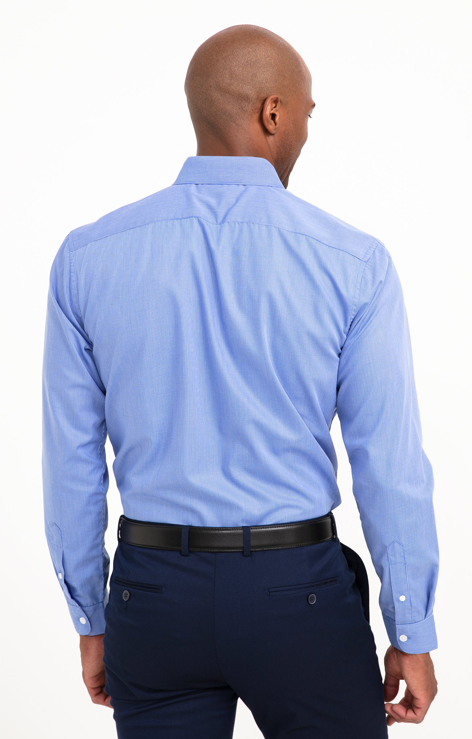 Chemise MICROCHECK coupe regular - BLEU