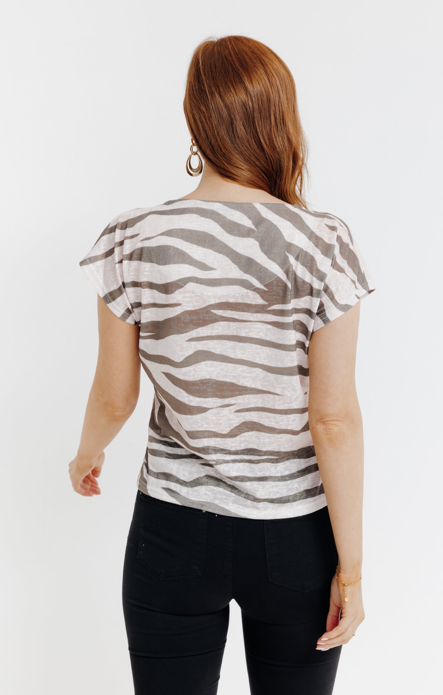 Tee-shirt imprimé placé col rond - KAKI CLAIR