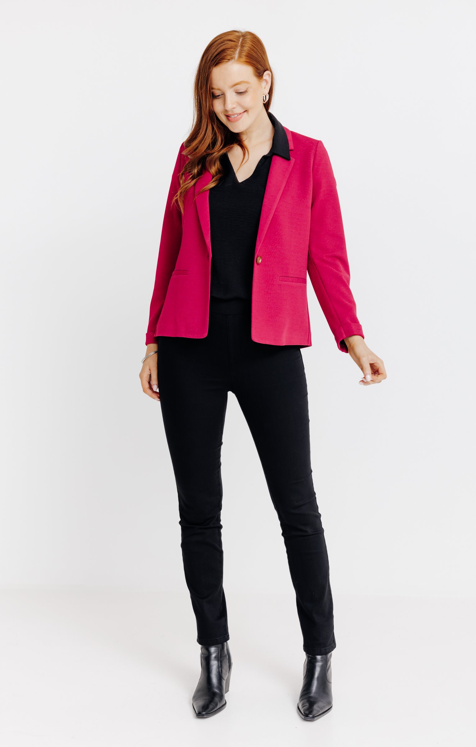 VESTE FORME BLAZER EN MAILLE  - BORDEAUX