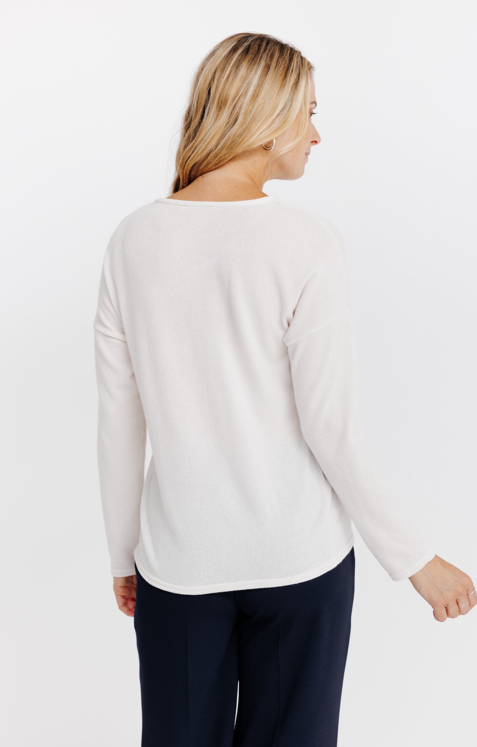 T-SHIRT UNI MANCHES LONGUES - ÉCRU