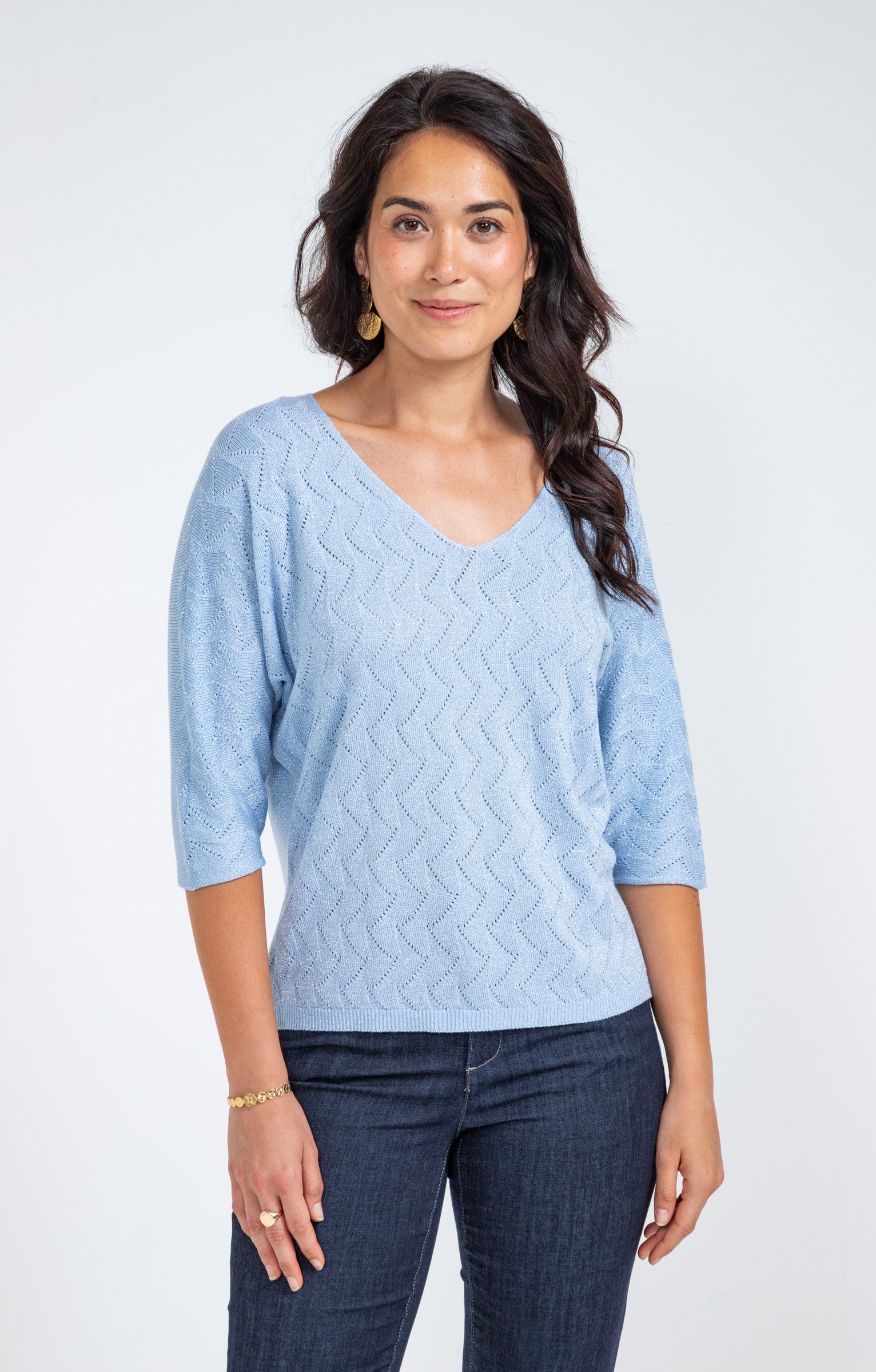 Pull maille brillante - BLEU CIEL
