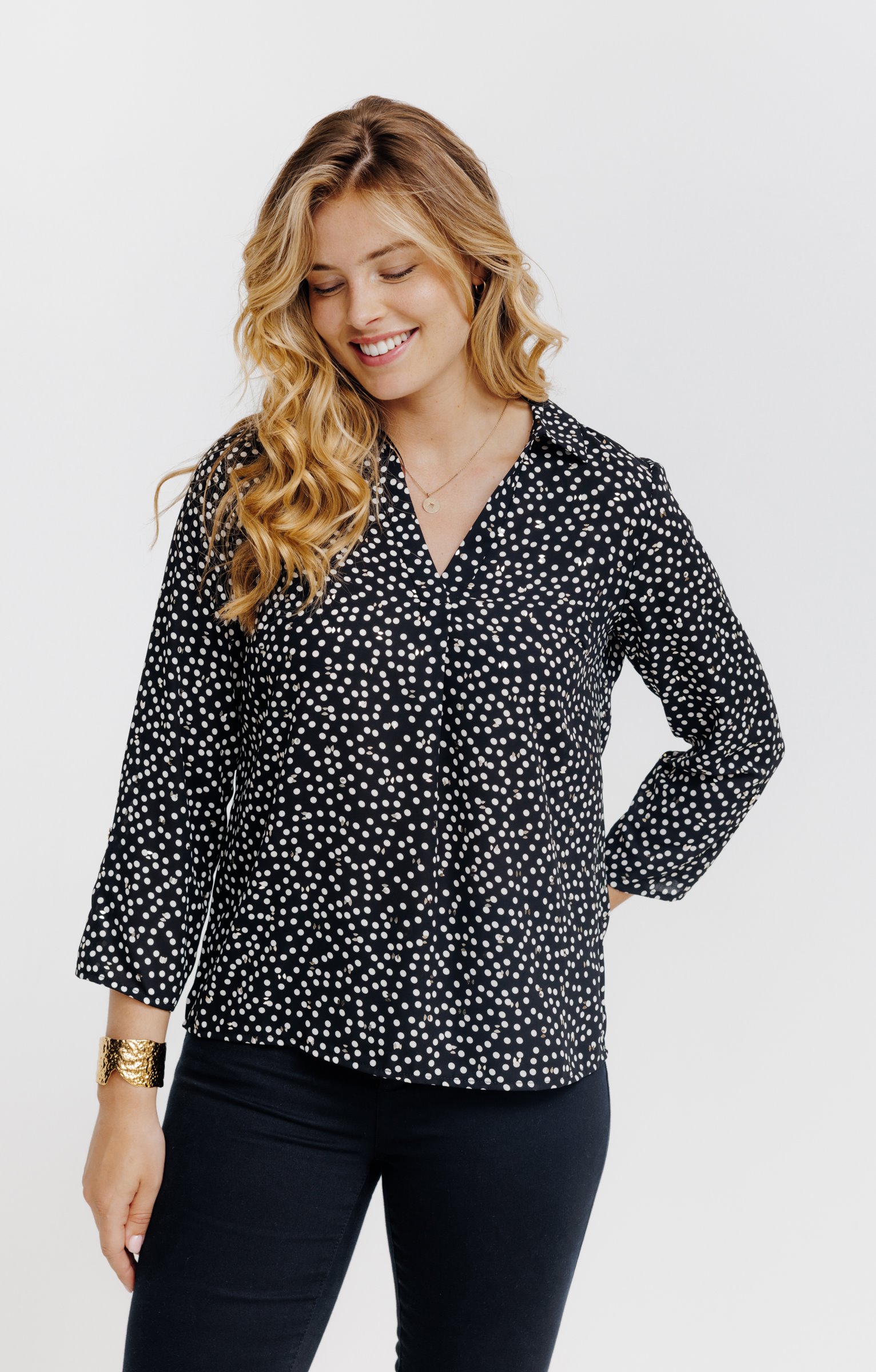 TUNIQUE IMPRIMEE MOTIF POIS - NOIR