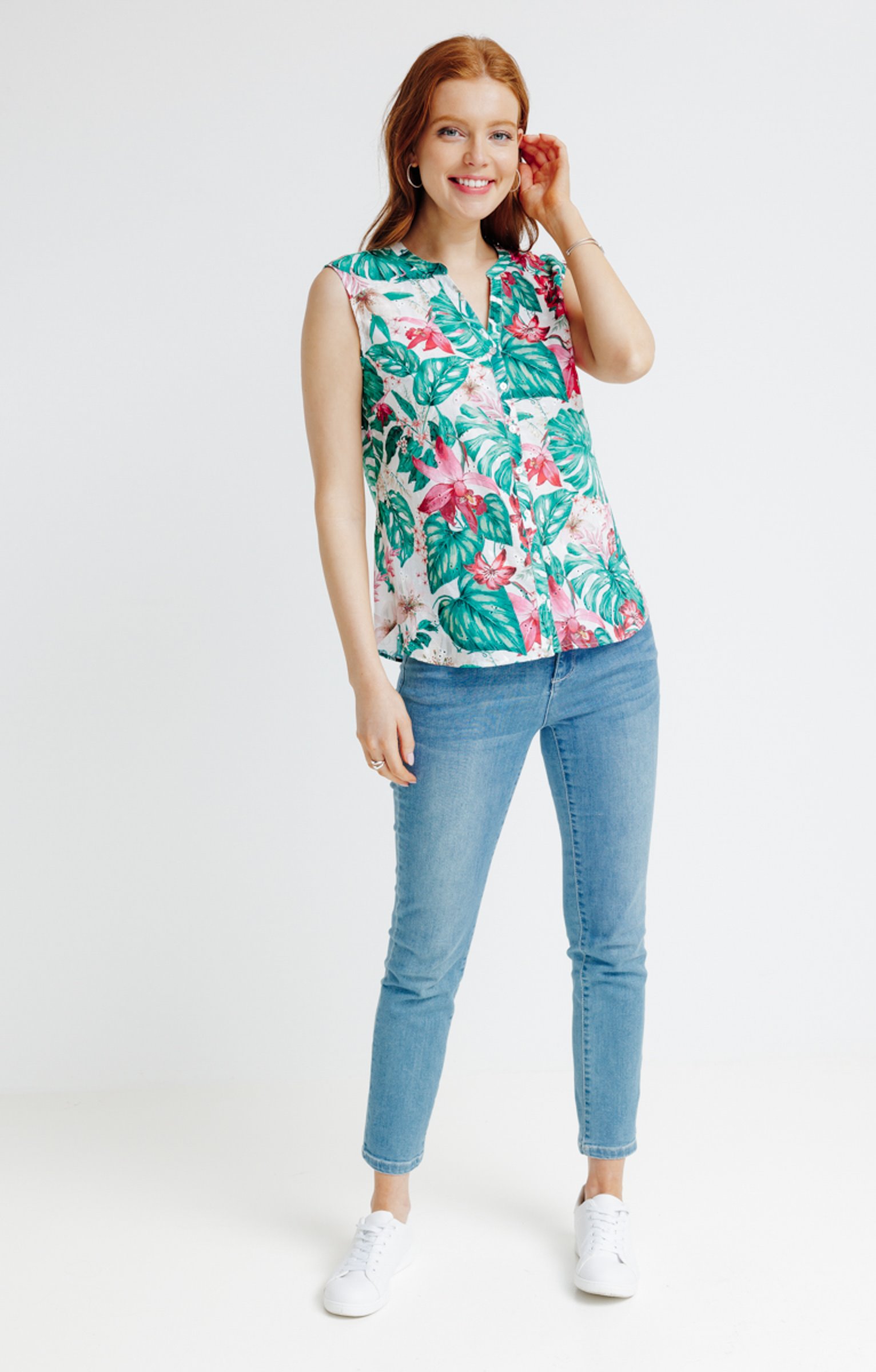 Chemise col mao sans manche - BLANC