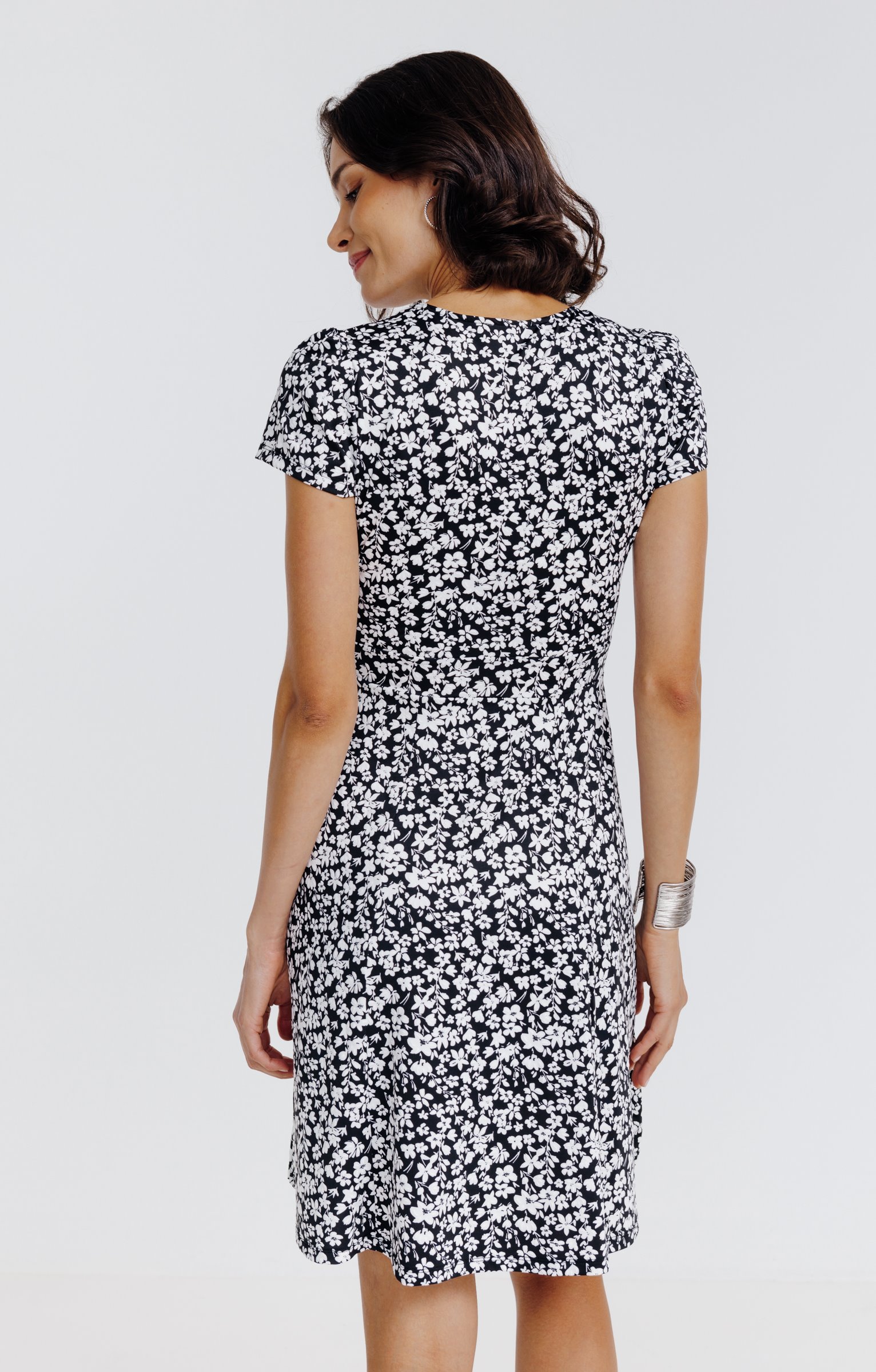 Robe en maille évasée cache-coeur  - NOIR