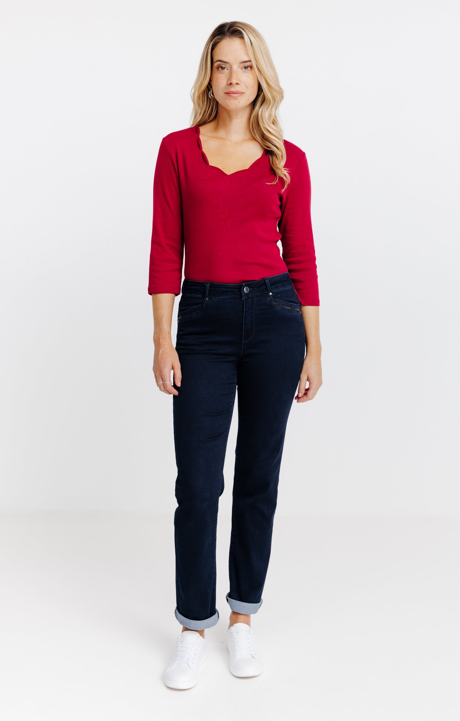 Jean droit détails sequins - BLEU