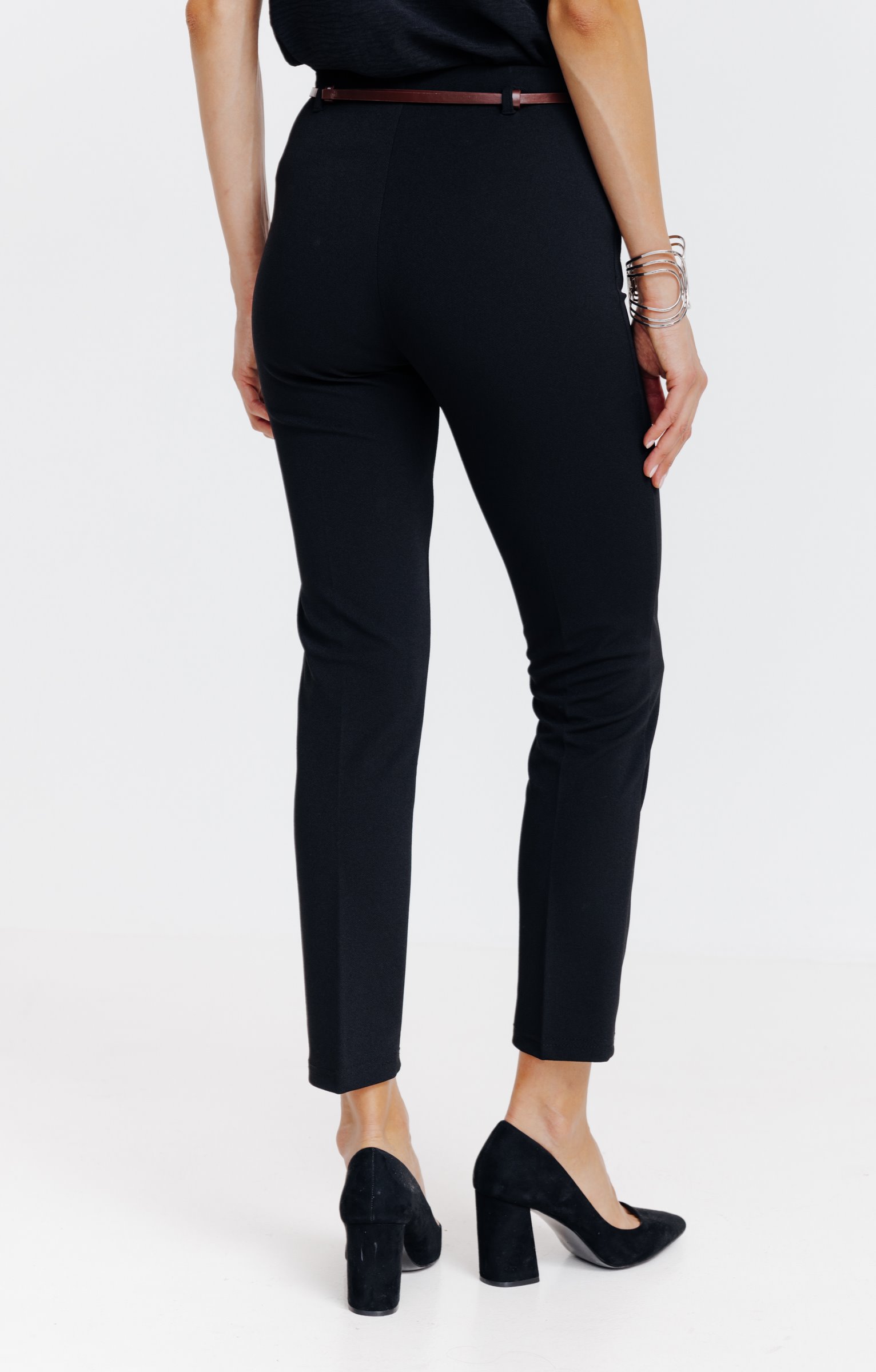 Pantalon 7/8 ville avec ceinture - NOIR
