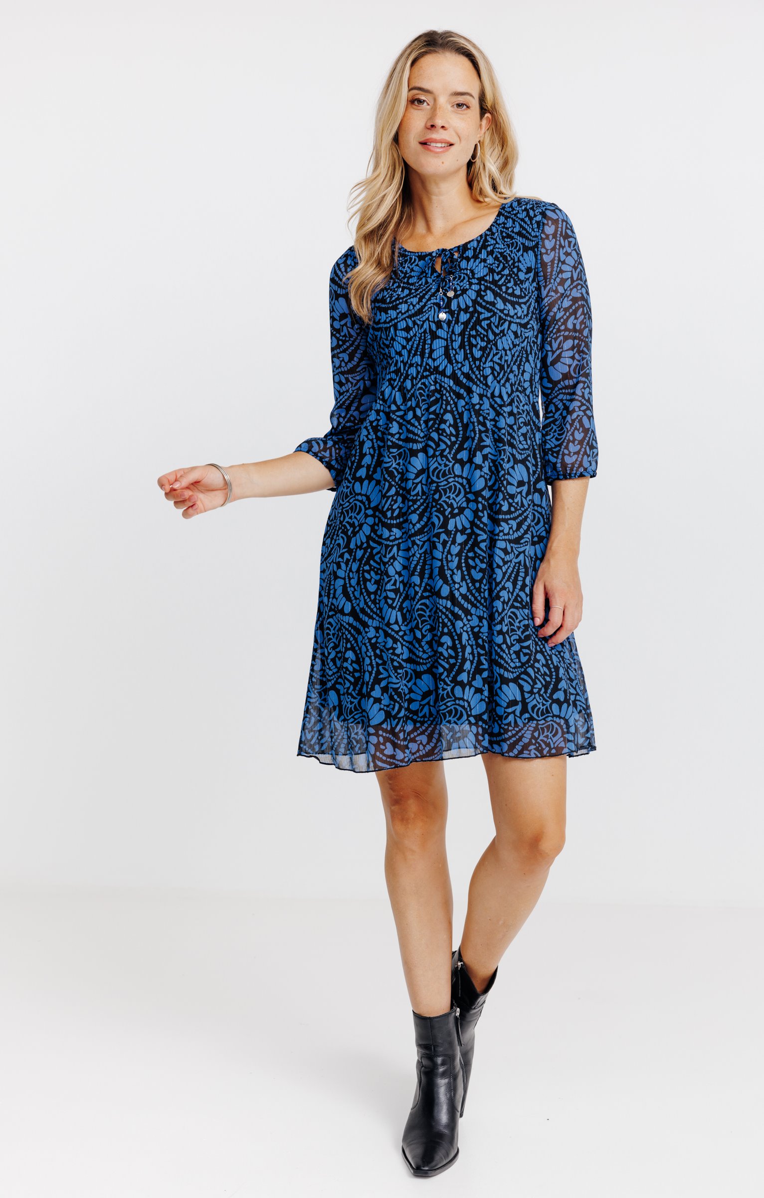 Robe plissée - BLEU DUR