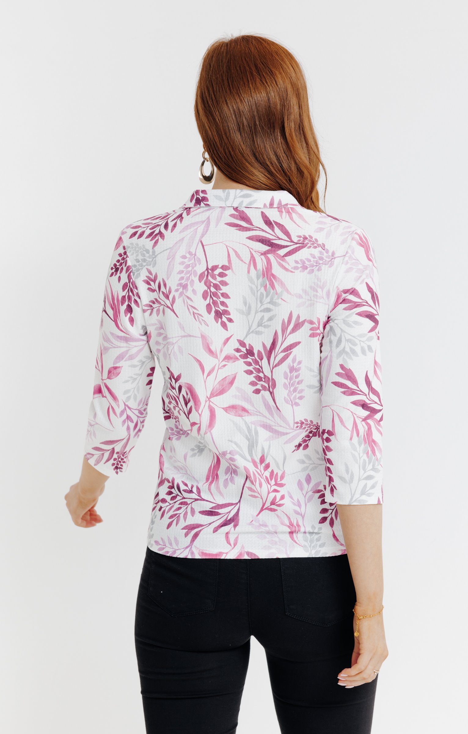 Tee-shirt imprimé feuillages manches 3/4 - ÉCRU