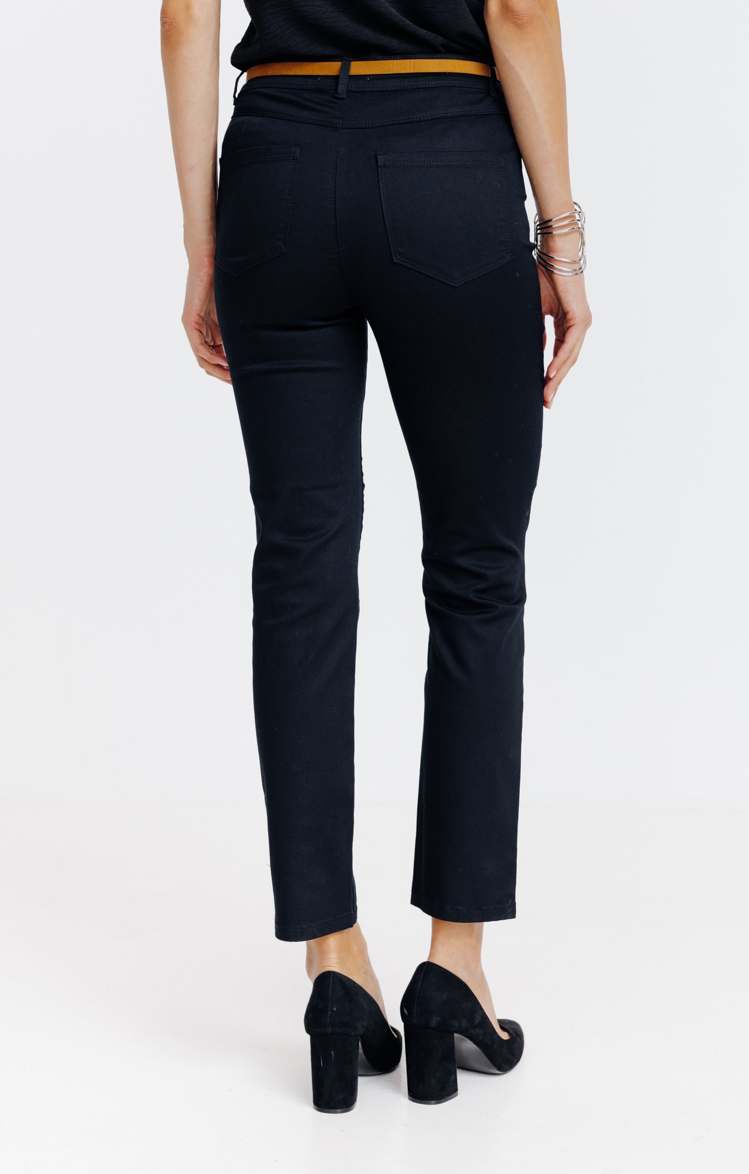 Pantalon 7/8 avec ceinture similicuir - NOIR