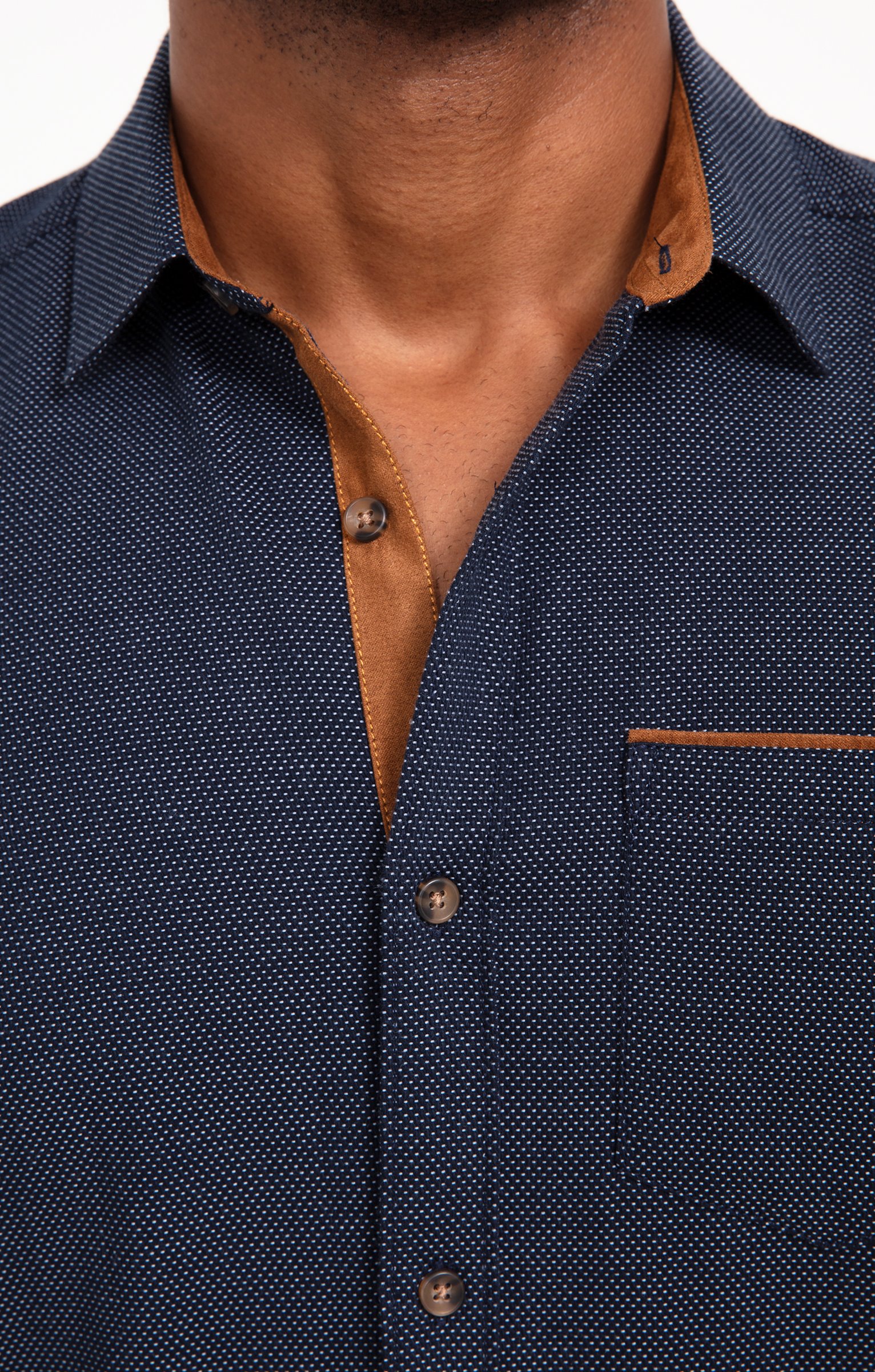 Chemise unie texturée - MARINE