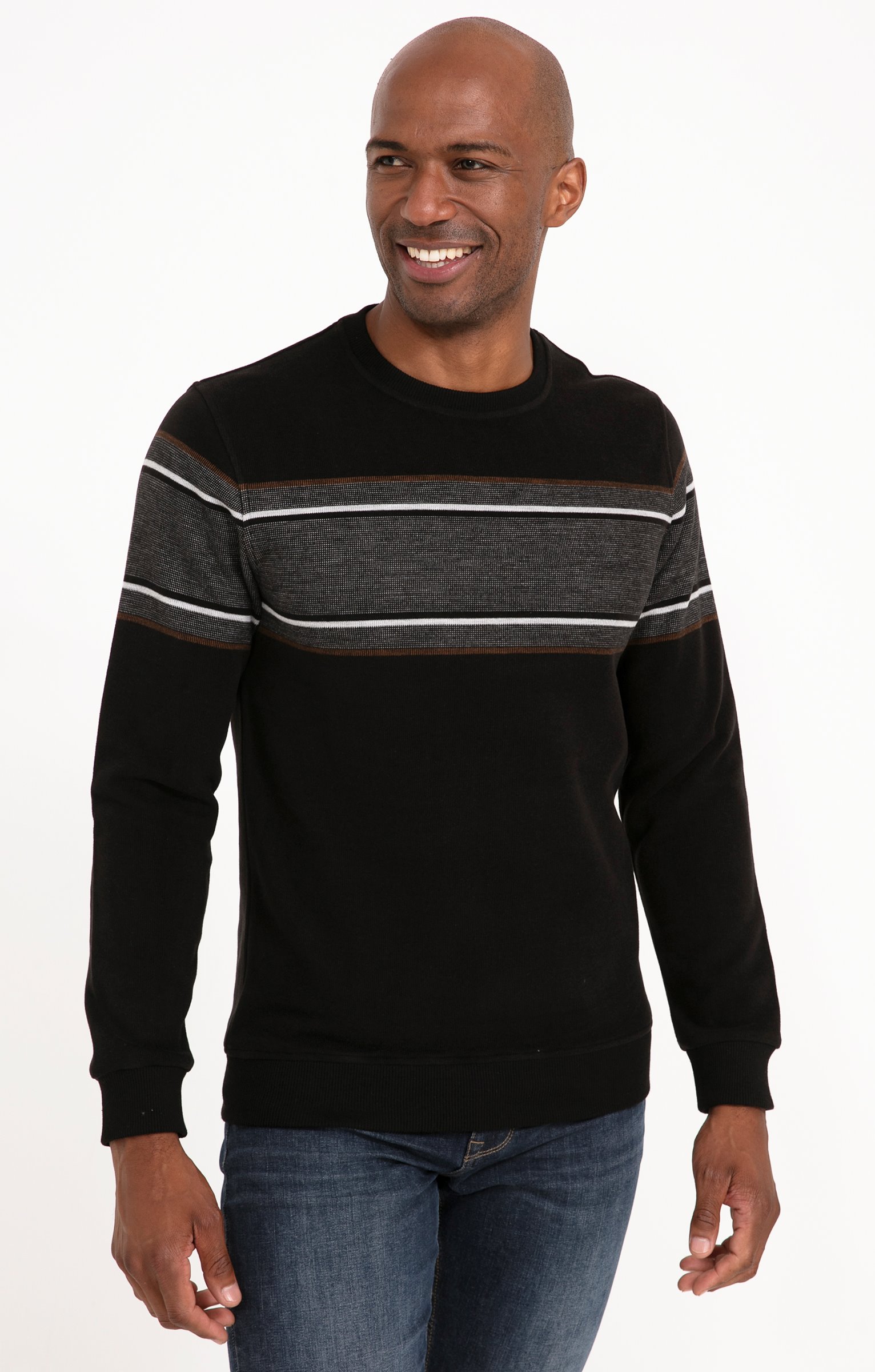 Sweat manches longues Raye Front - NOIR