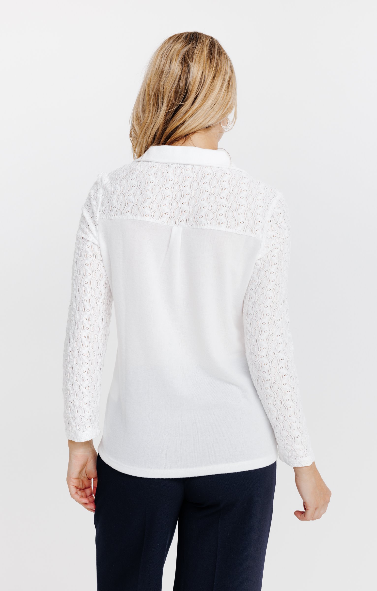 T-SHIRT MANCHES LONGUES DENTELLE - ÉCRU