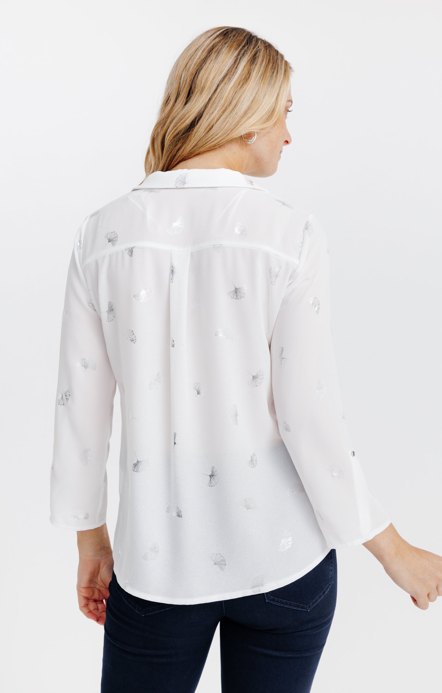 Tunique imprimée col chemise - ÉCRU