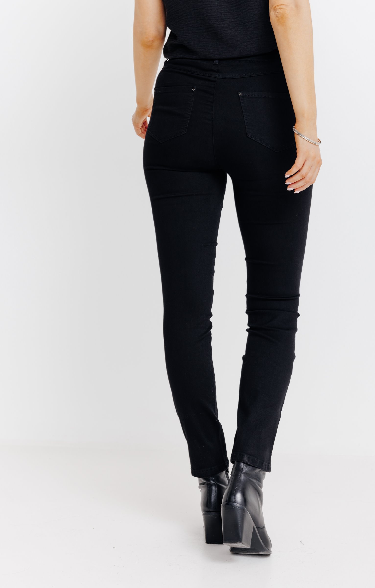 Tregging en denim noir détails strass - NOIR