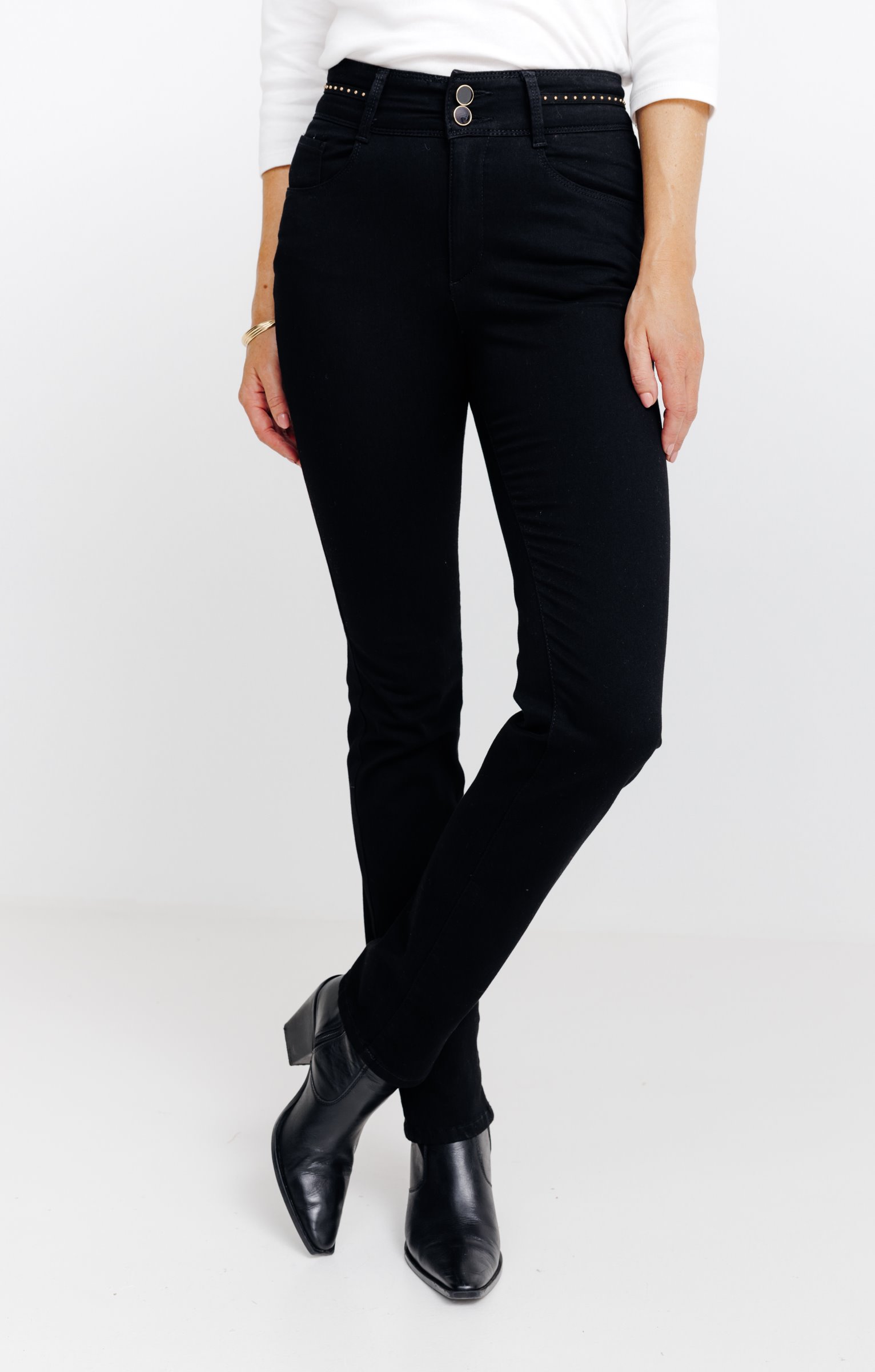 Pantalon droit double boutonnage - NOIR