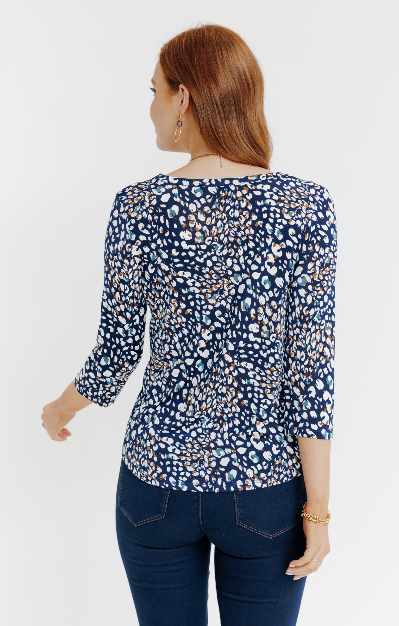 Tee-shirt col mao - BLEU