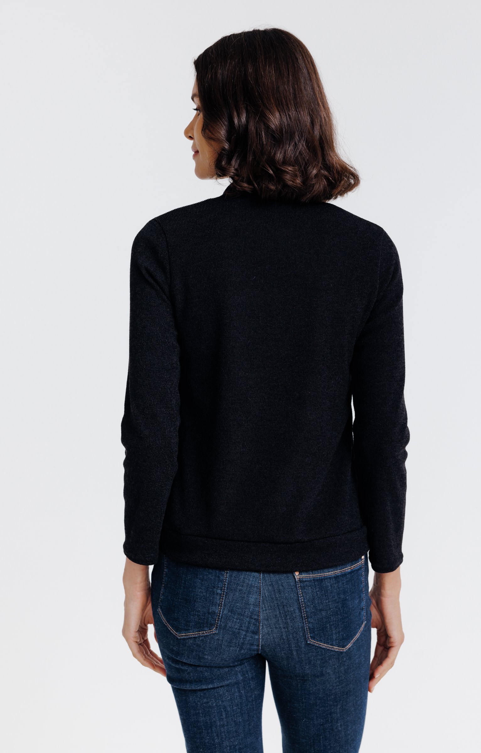 Cardigan zippé poches kangourou - NOIR