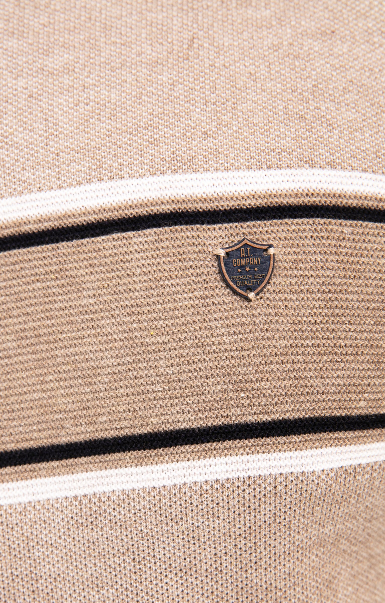 Pul col rond rayé - BEIGE