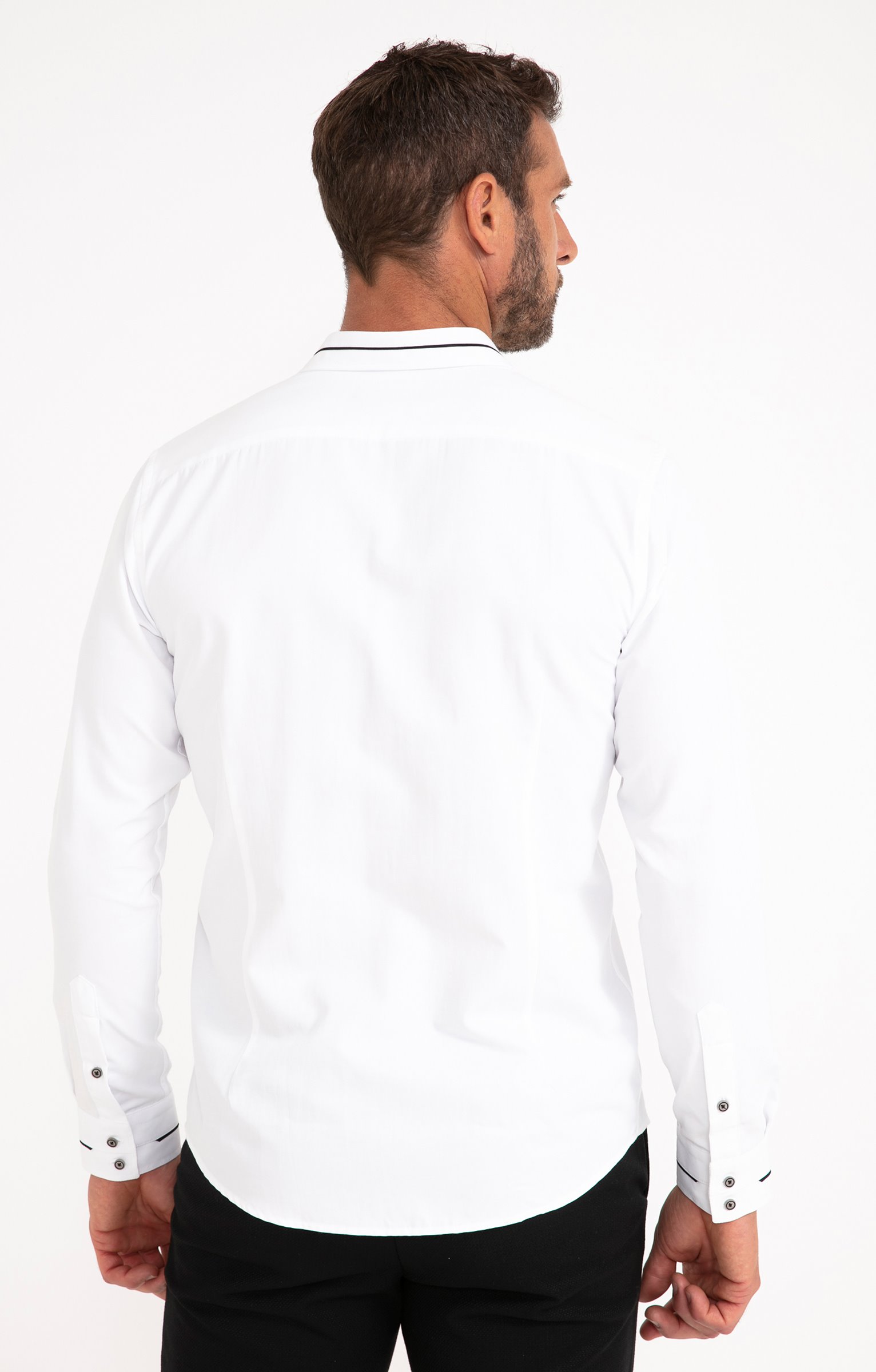 Chemise manches longues unie - BLANC