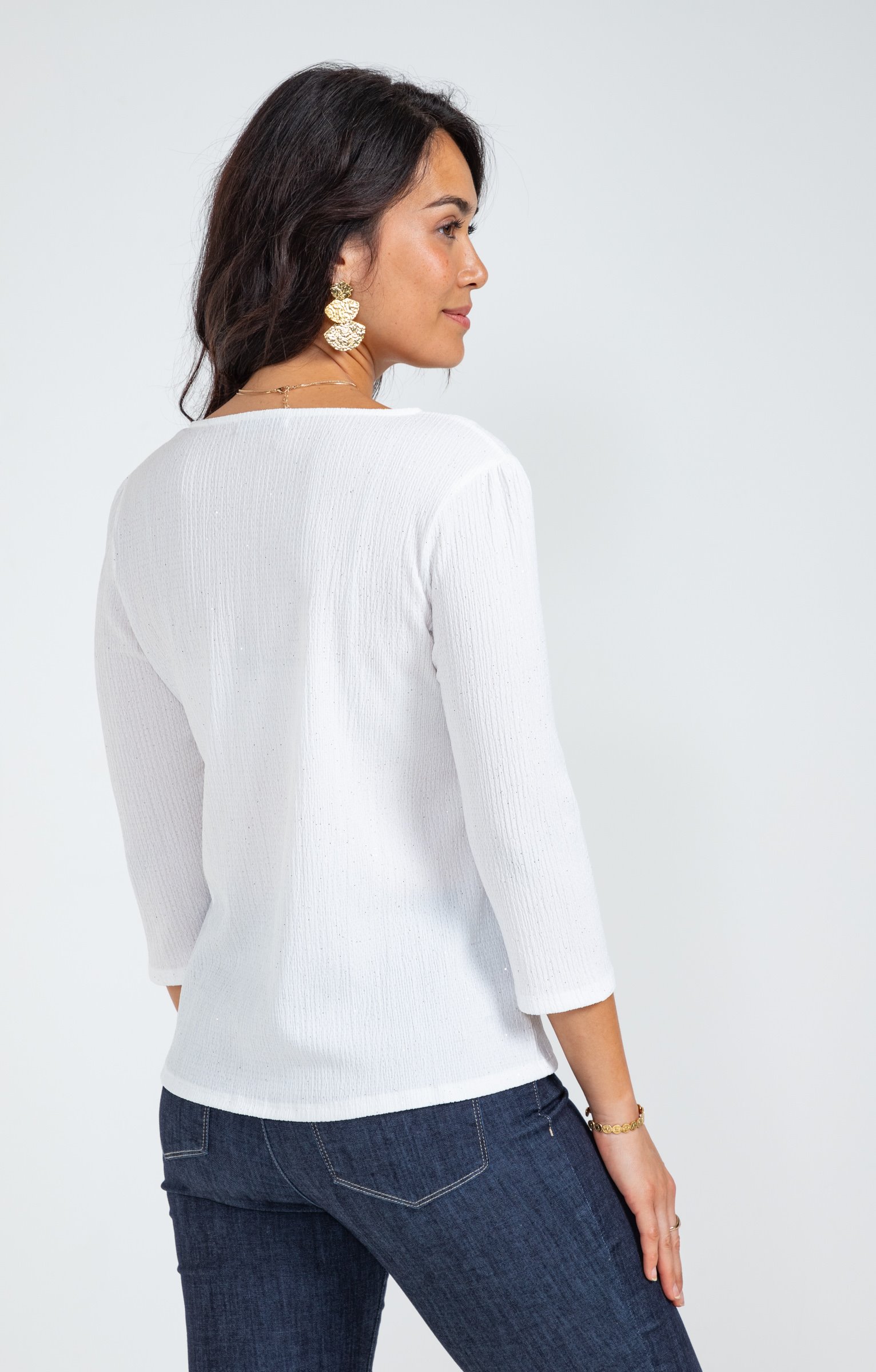 Tee-shirt uni manches 3/4 - ÉCRU