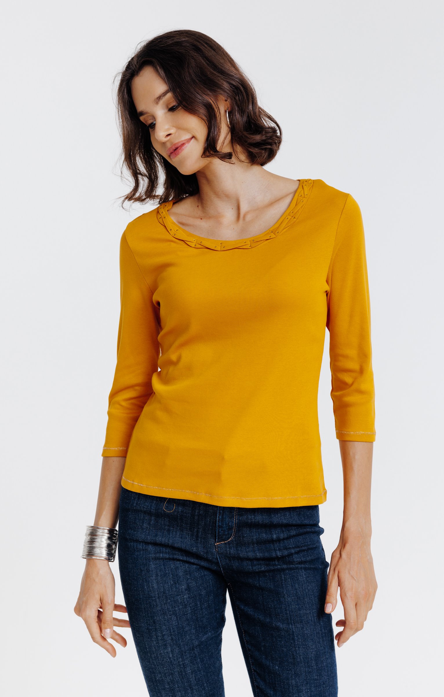 Tee-shirt uni col rond - OCRE