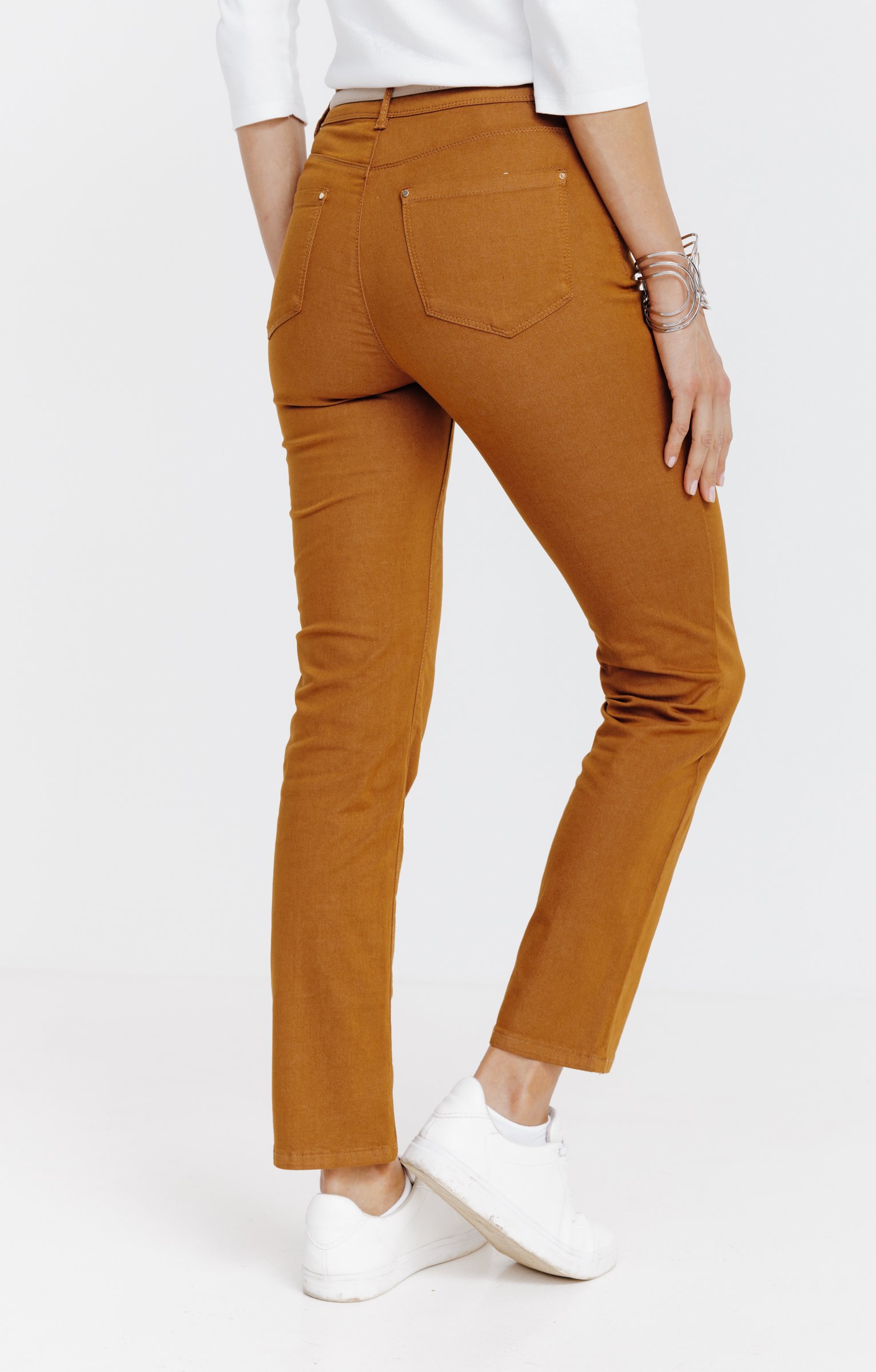 Pantalon 7/8 coton viscose avec ceinture - HAVANE