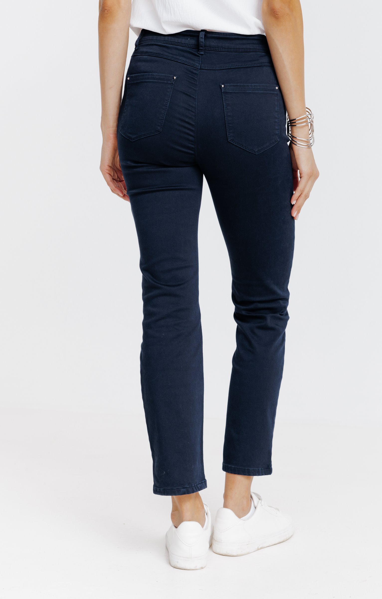 Pantalon 7/8 coton détail clous poches - MARINE